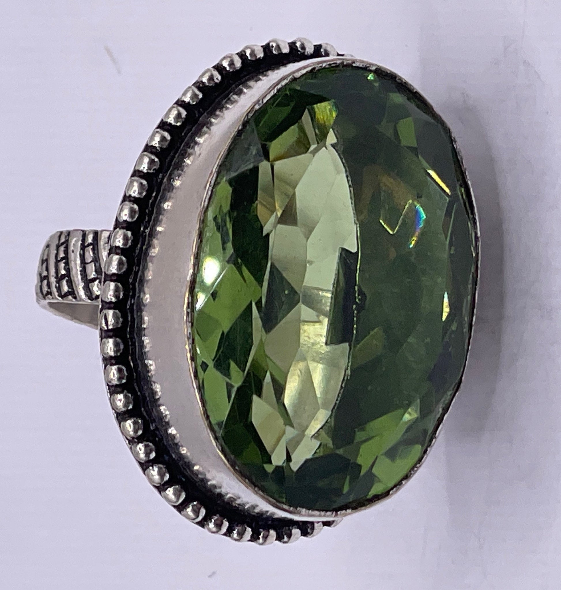 Vintage Green Antique Glass Cocktail Ring