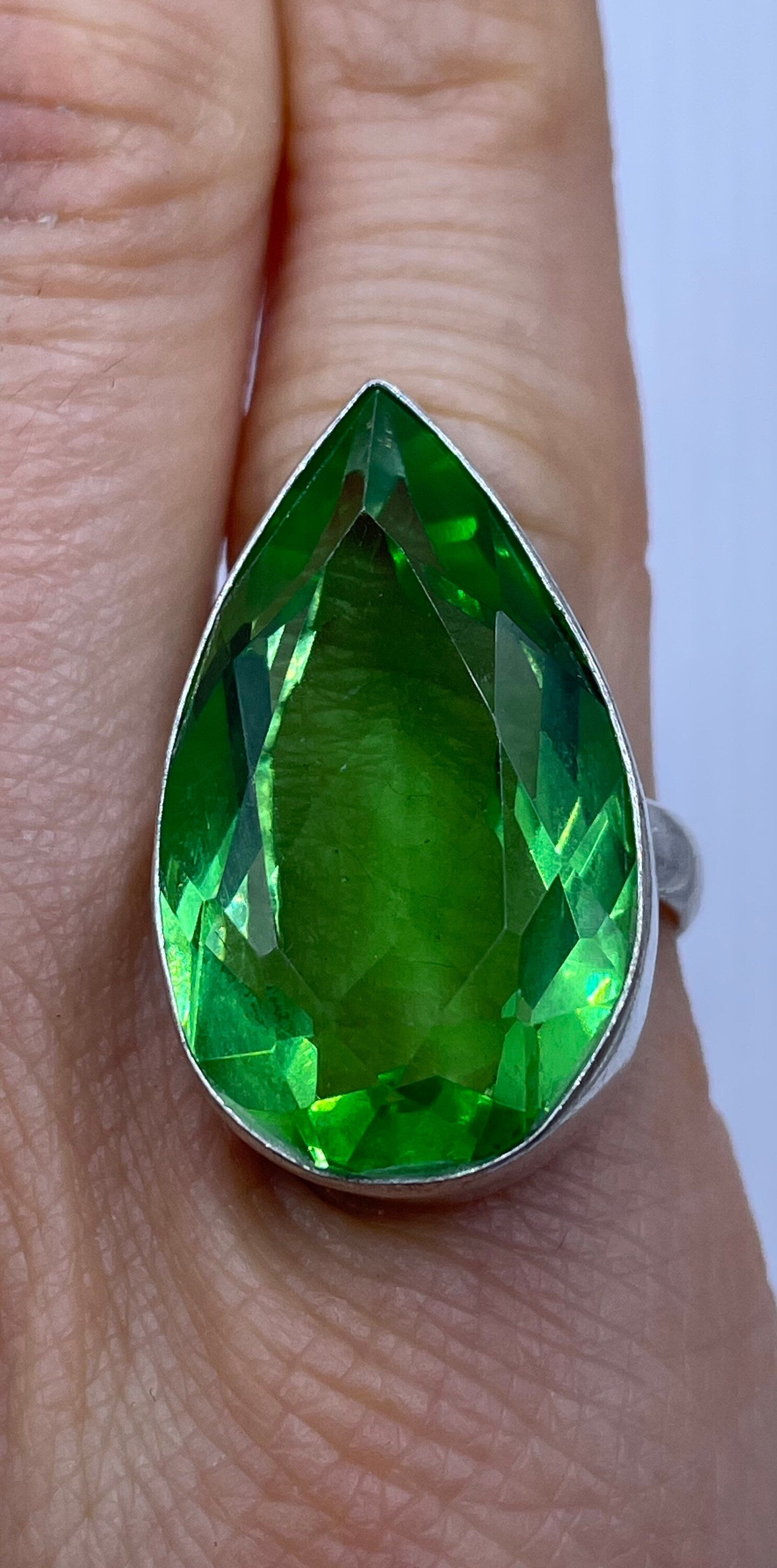 Vintage Green Antique Glass Cocktail Ring