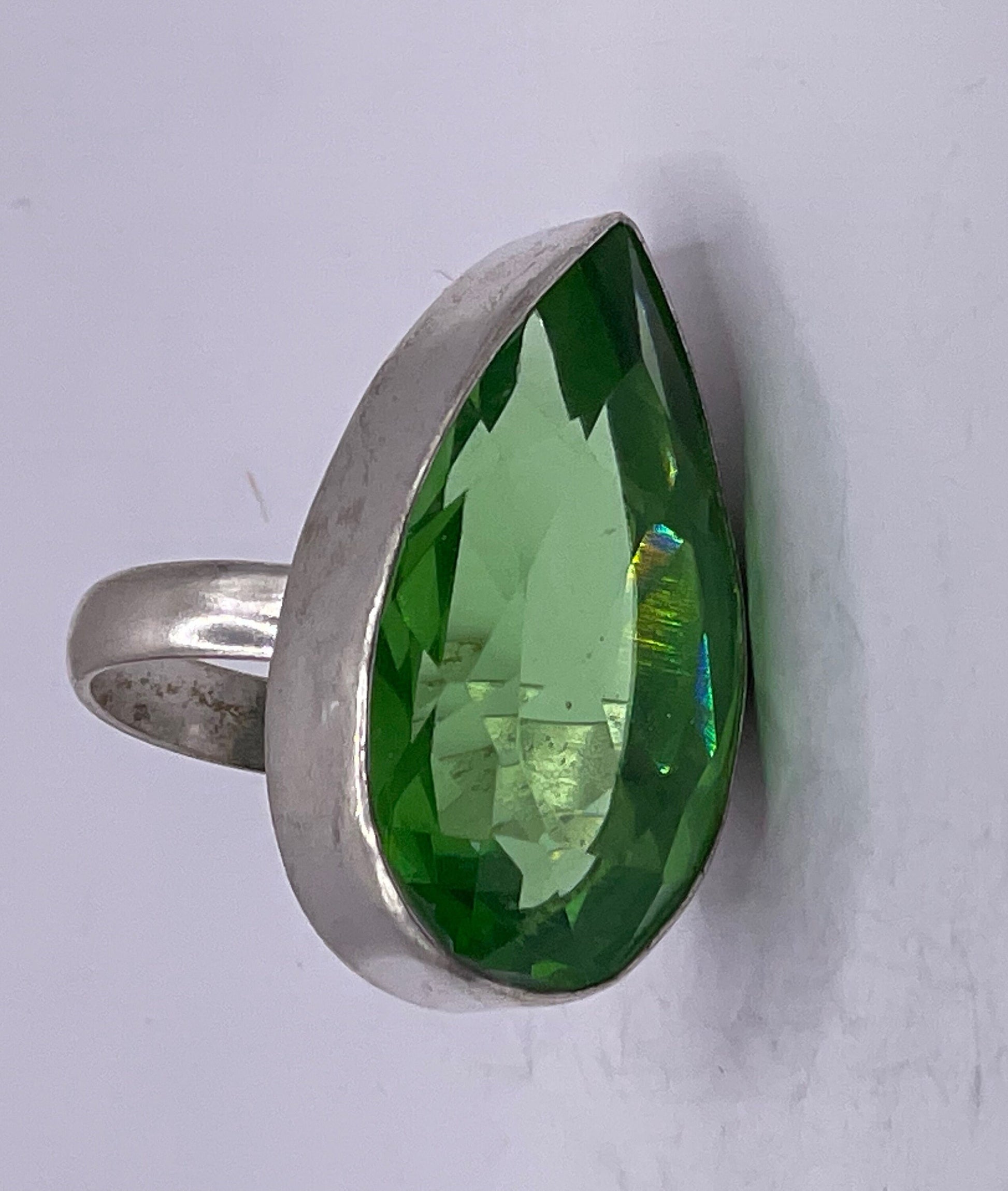 Vintage Green Antique Glass Cocktail Ring