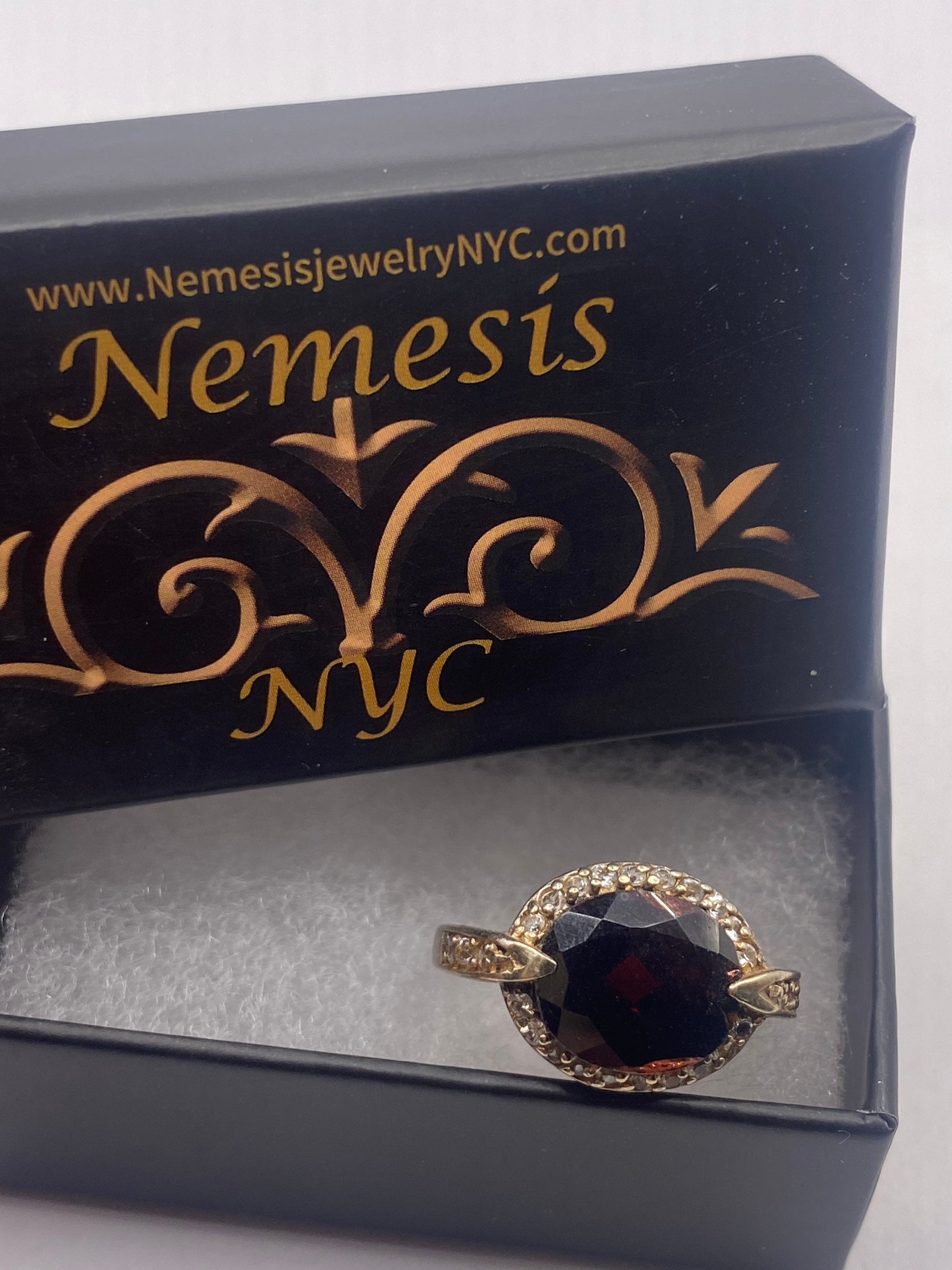 Vintage Red Bohemian Garnet White Sapphire 925 Sterling Silver Cocktail Statement