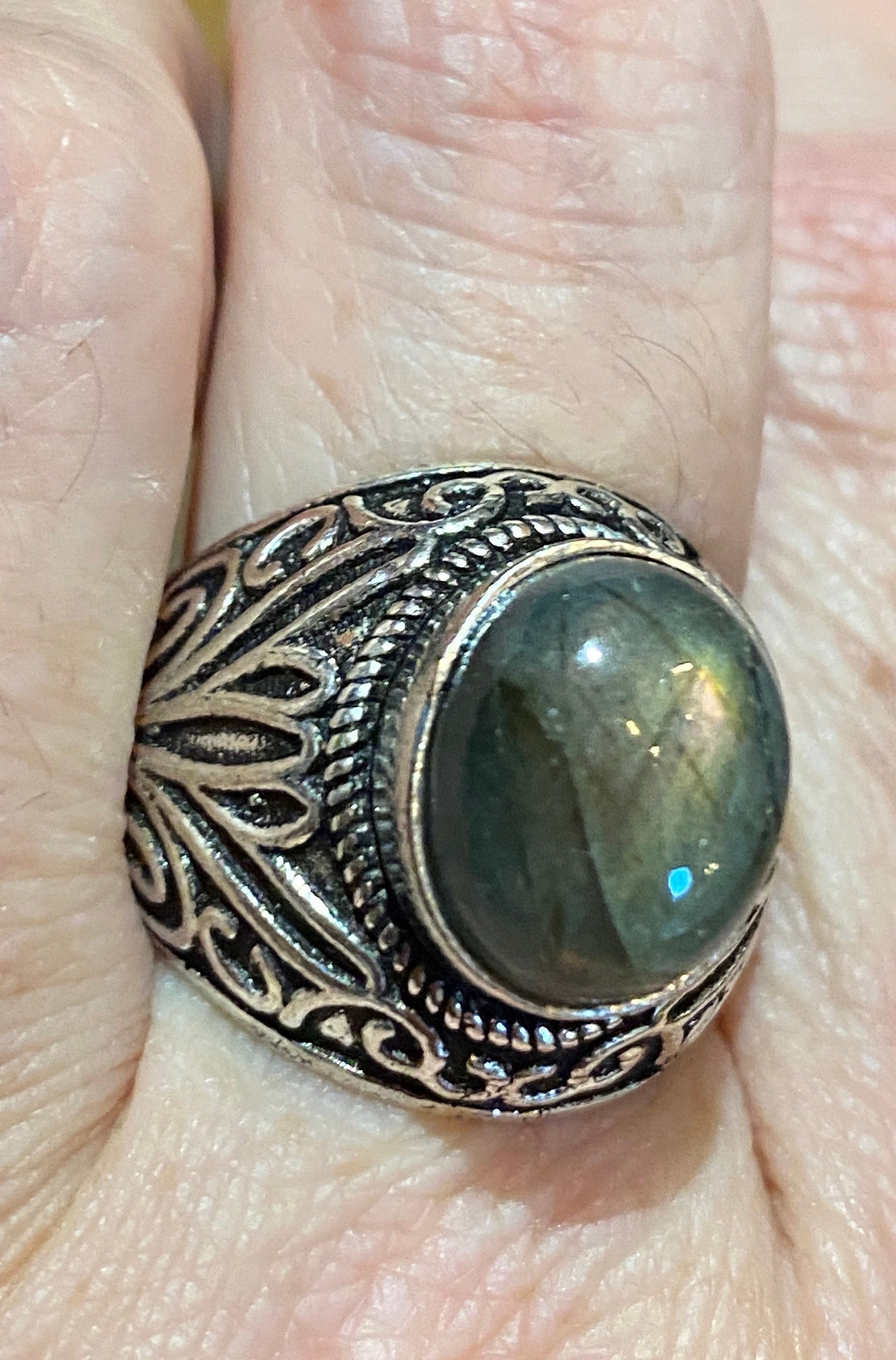 Vintage Rainbow Labradorite Statement Ring