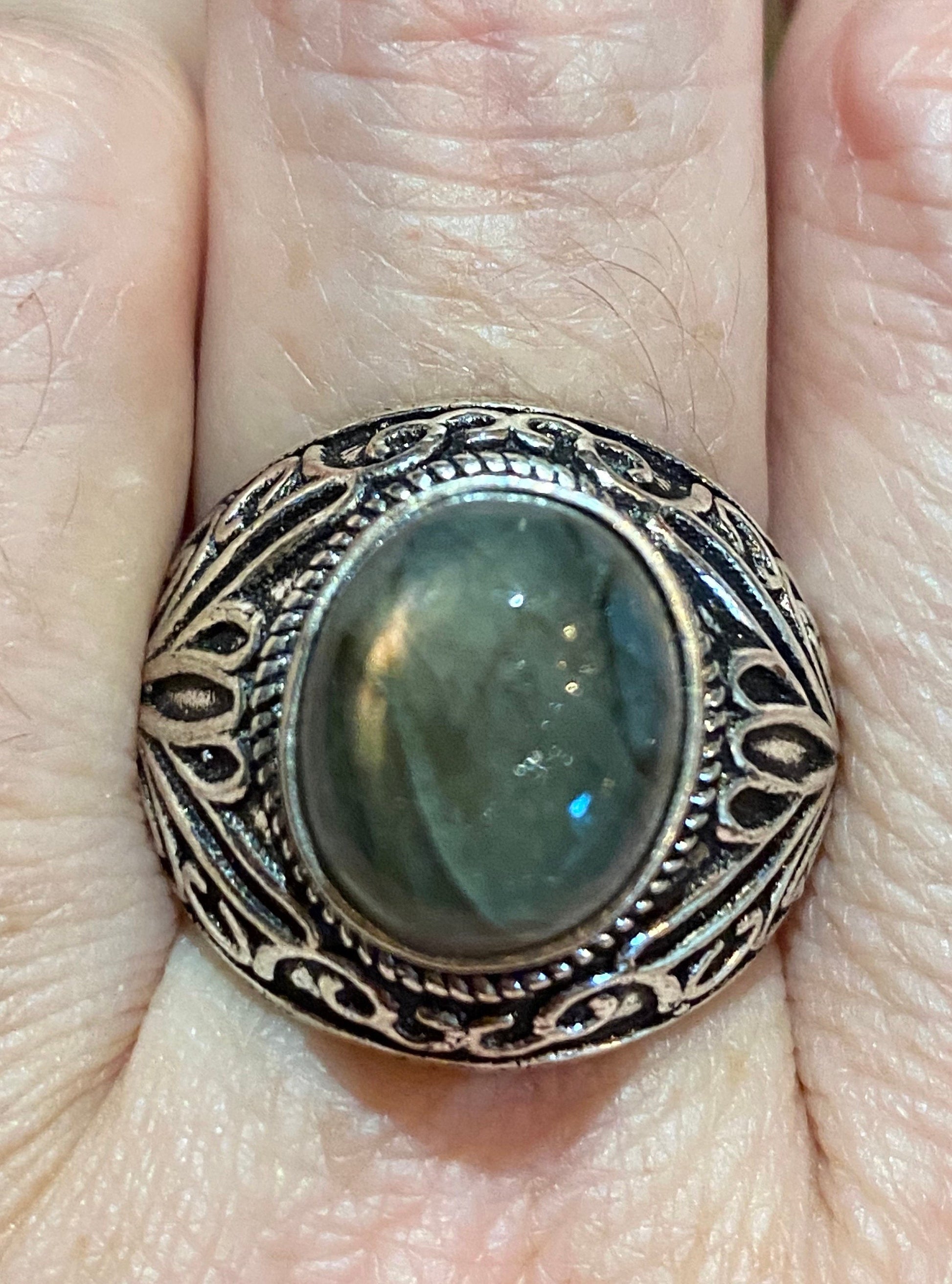 Vintage Rainbow Labradorite Statement Ring