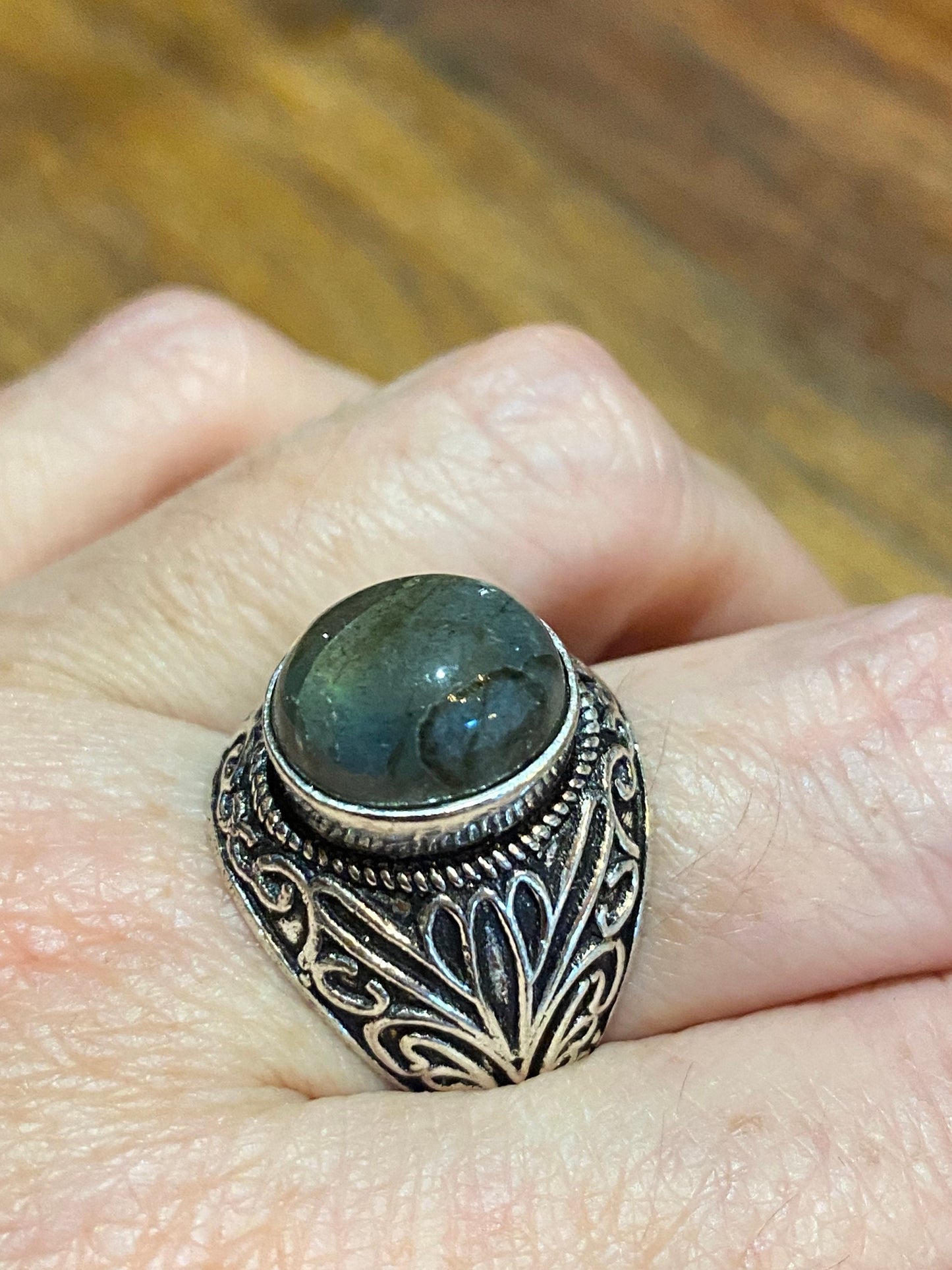 Vintage Rainbow Labradorite Statement Ring