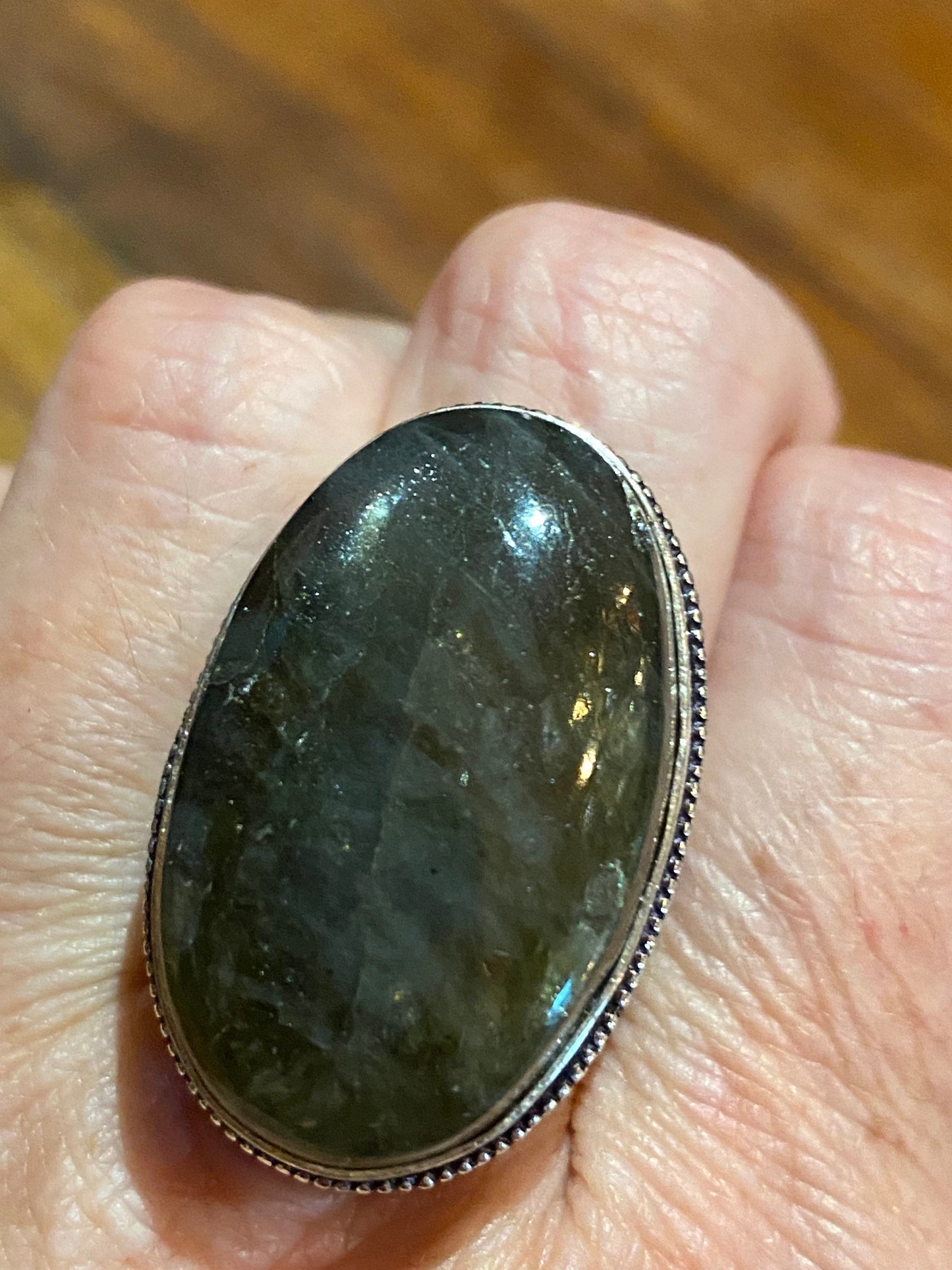 Vintage Rainbow Labradorite Statement Ring