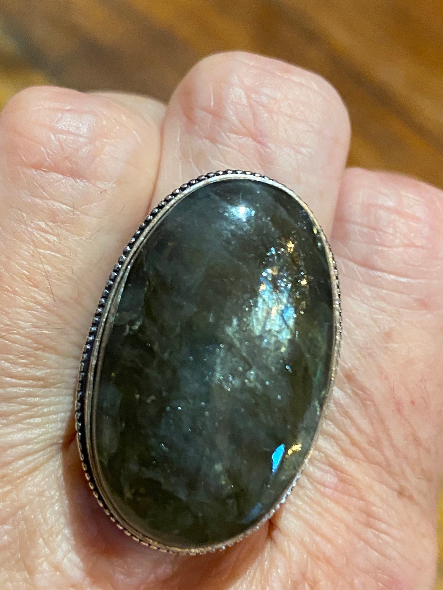 Vintage Rainbow Labradorite Statement Ring
