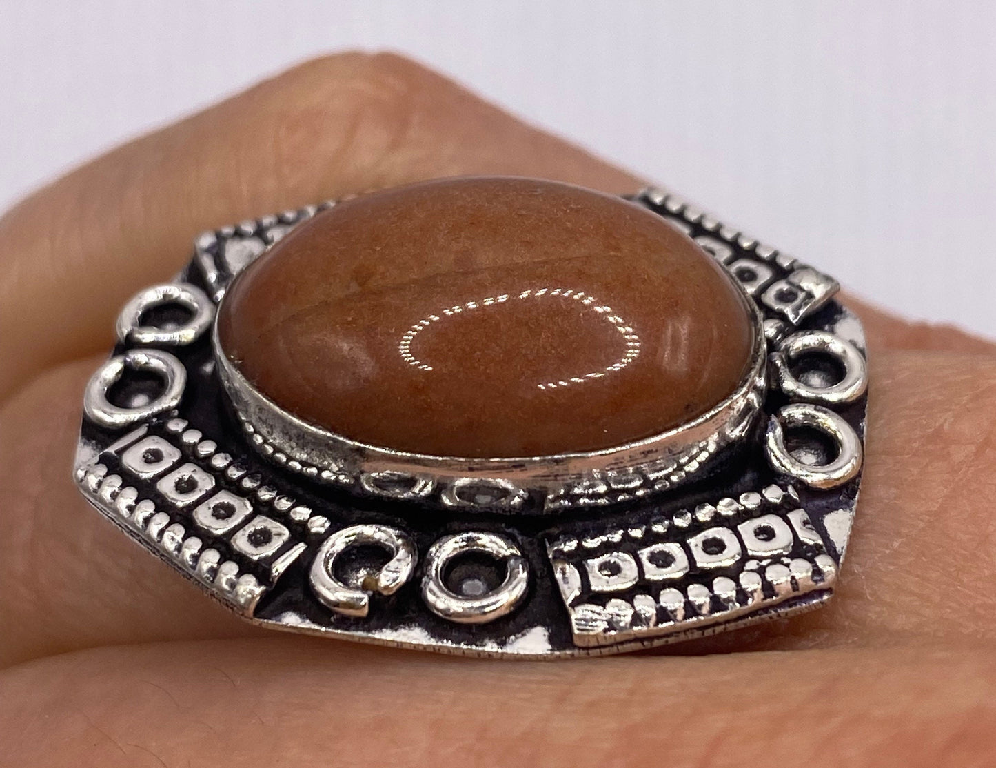 Vintage Genuine Red Jasper Statement Ring