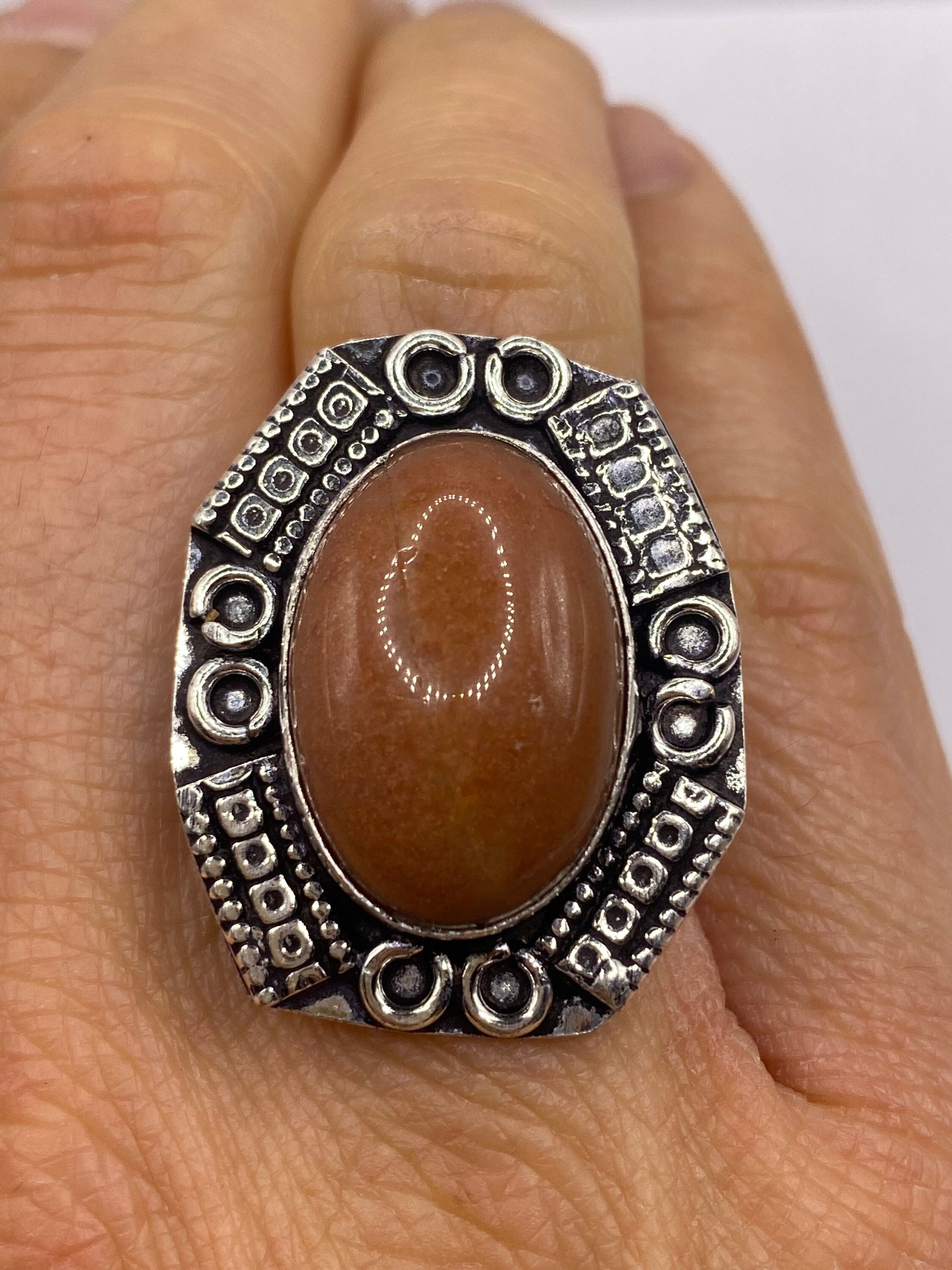 Vintage Genuine Red Jasper Statement Ring