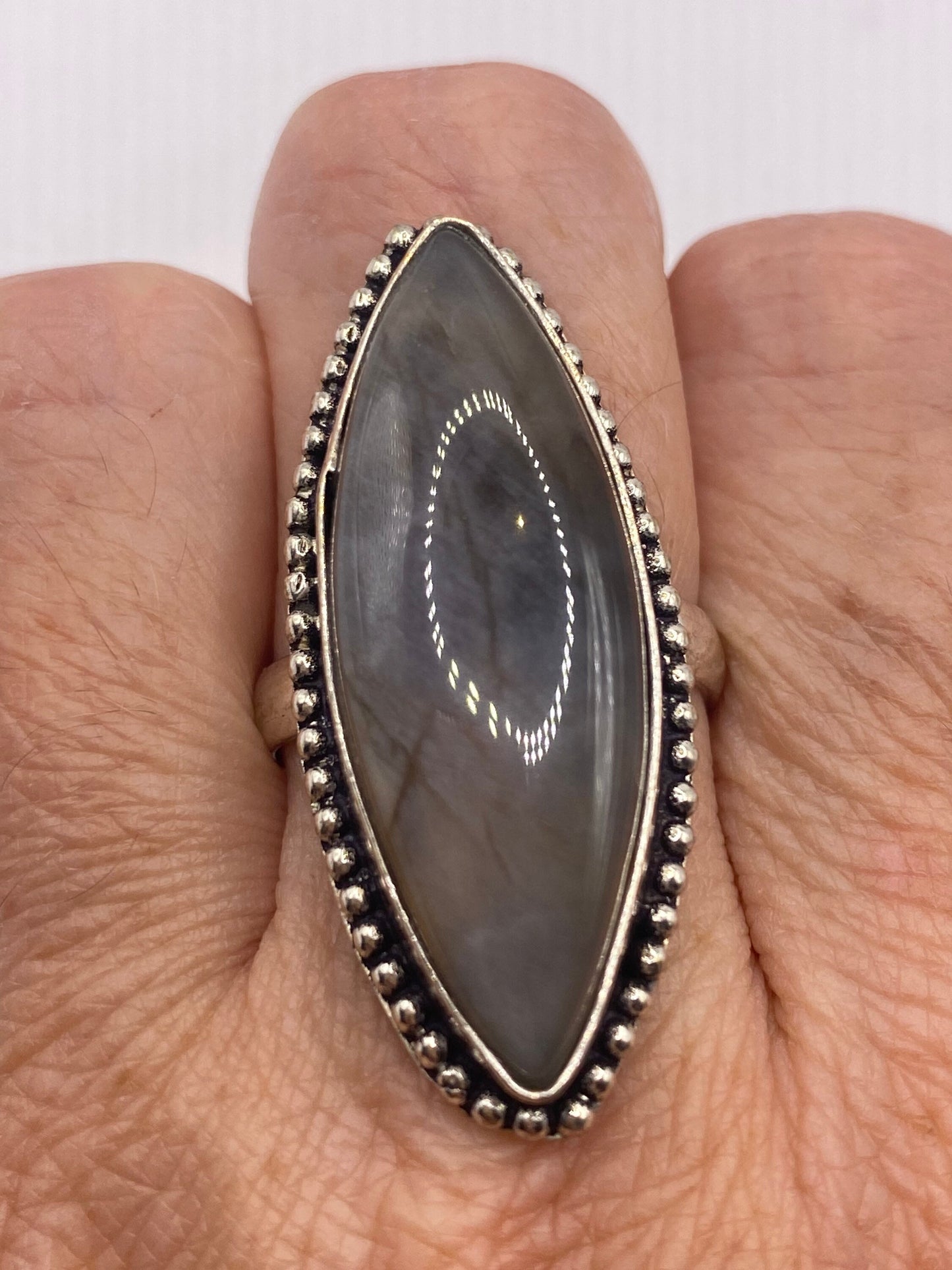 Vintage Rainbow Labradorite Statement Ring