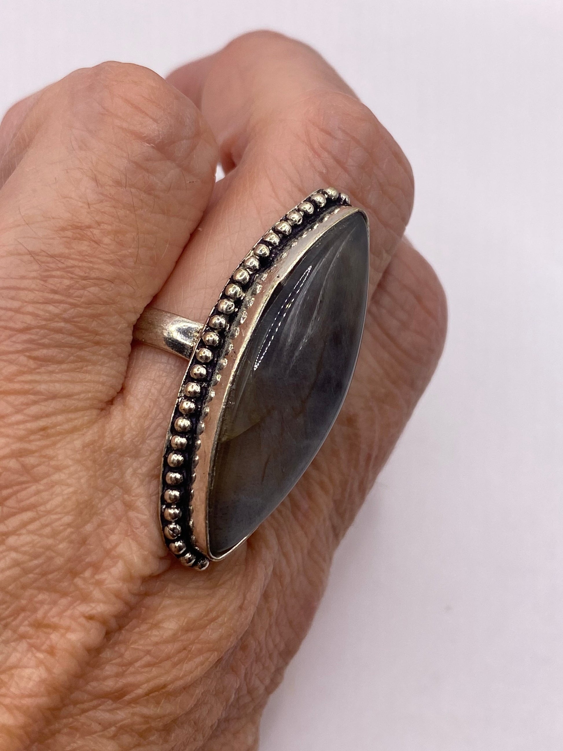 Vintage Rainbow Labradorite Statement Ring
