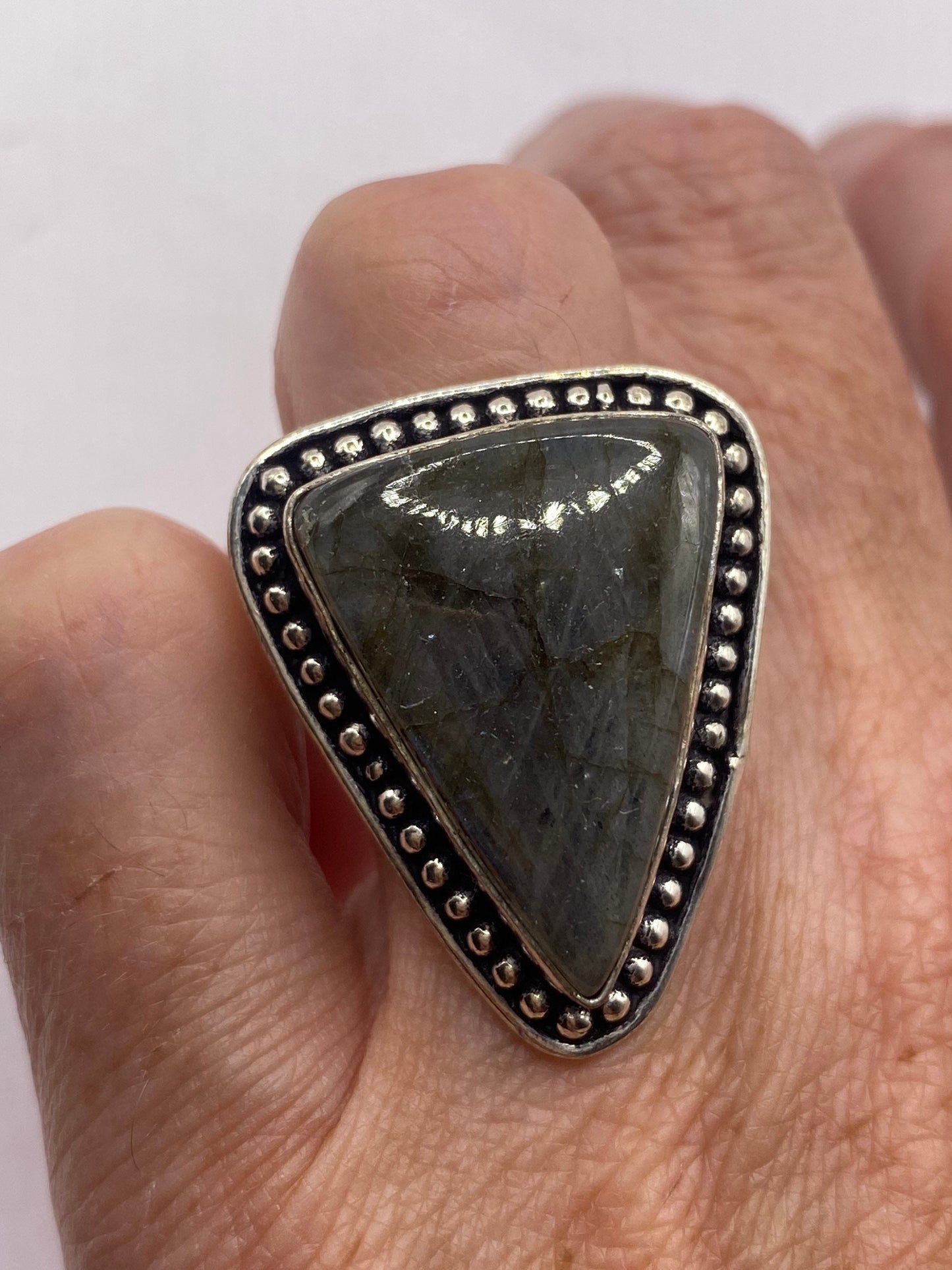 Vintage Rainbow Labradorite Statement Ring