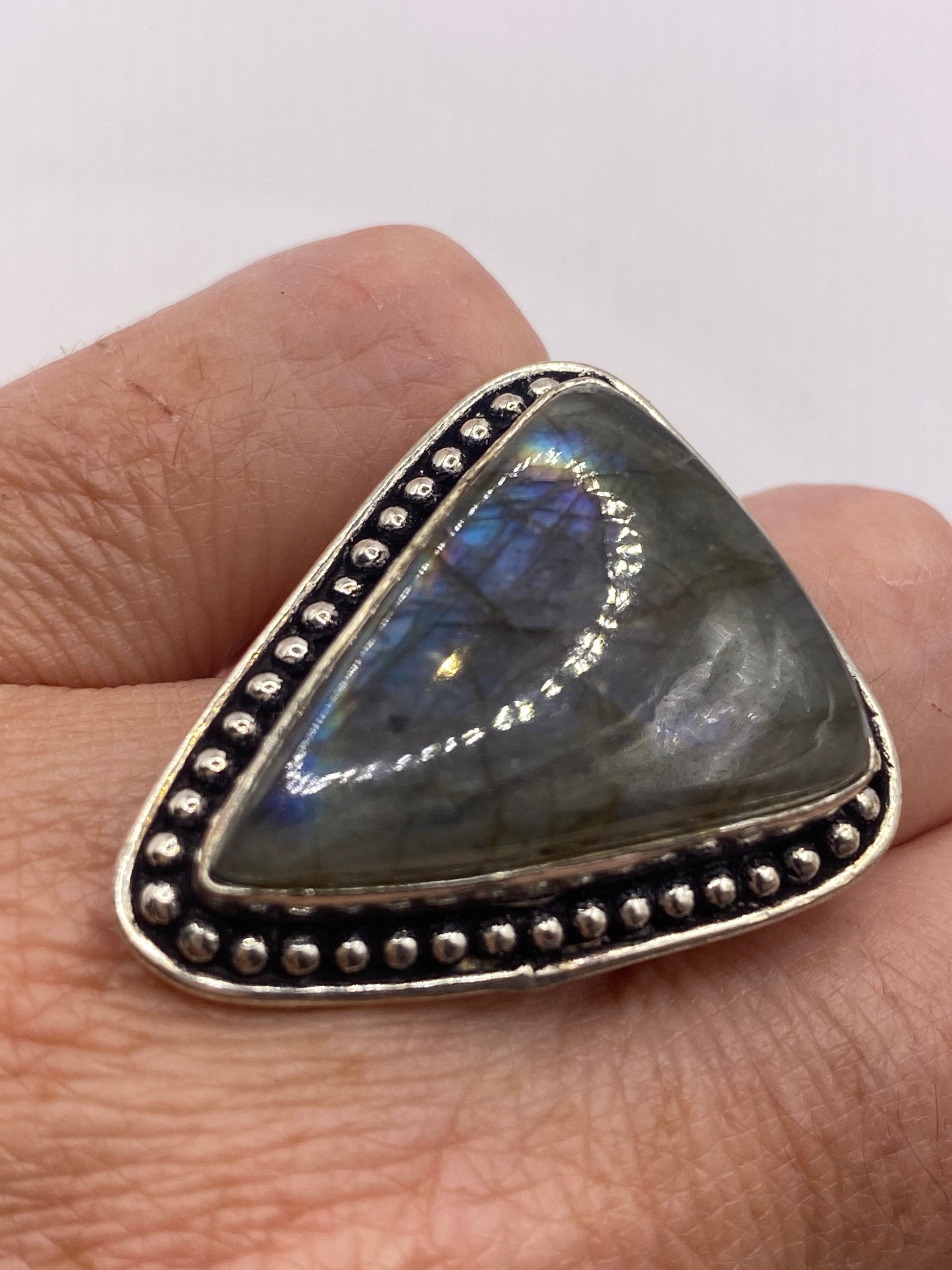Vintage Rainbow Labradorite Statement Ring