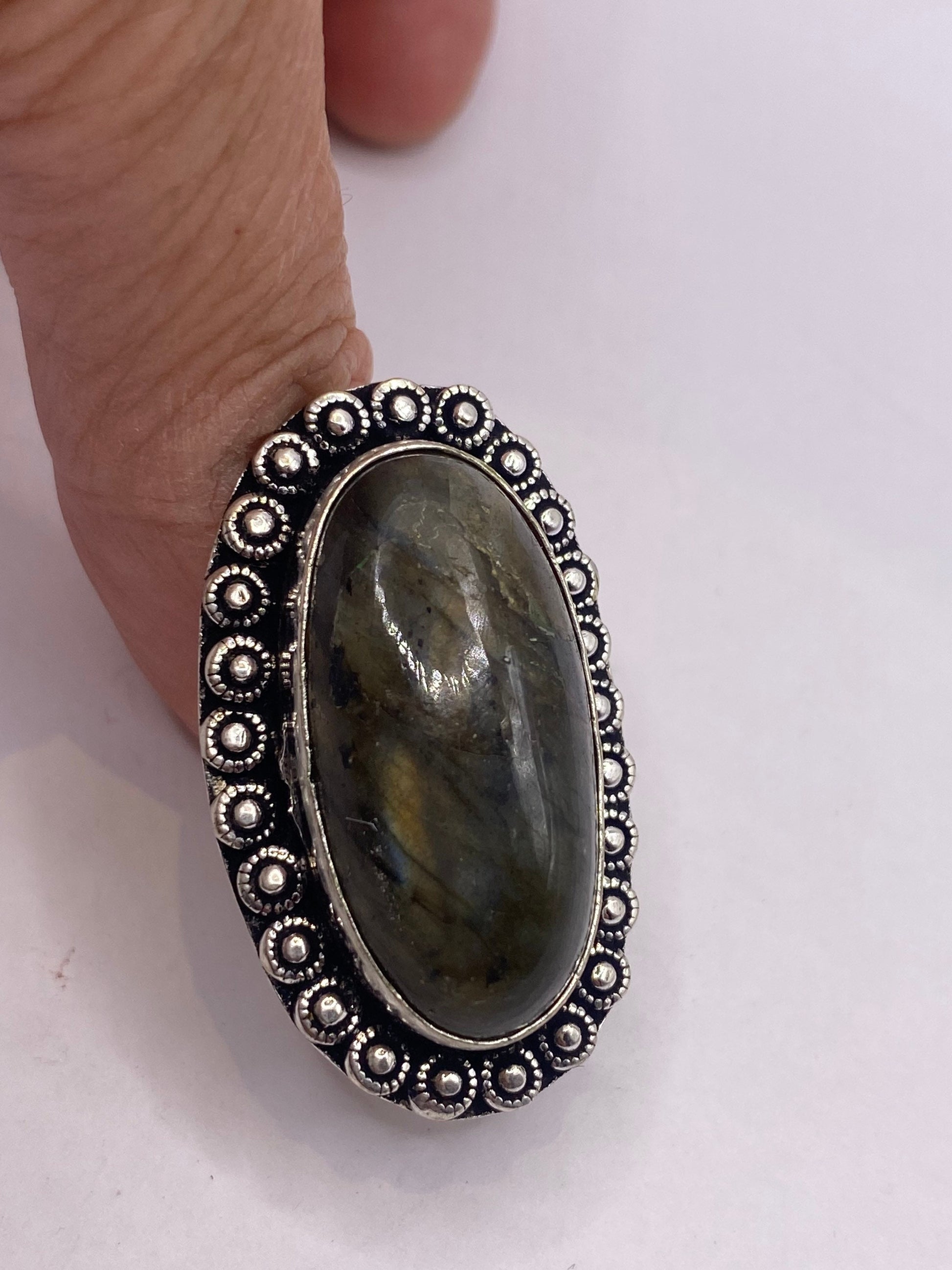 Vintage Rainbow Labradorite Statement Ring