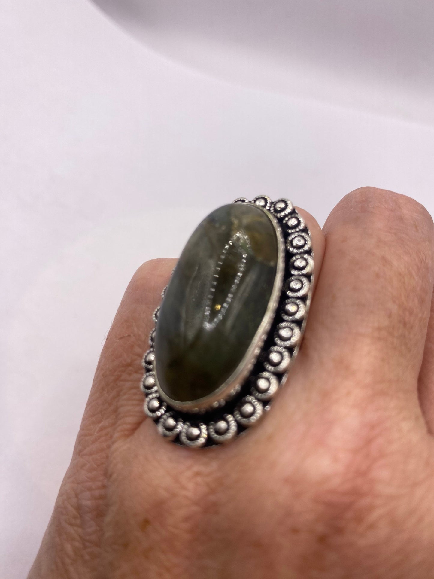 Vintage Rainbow Labradorite Statement Ring