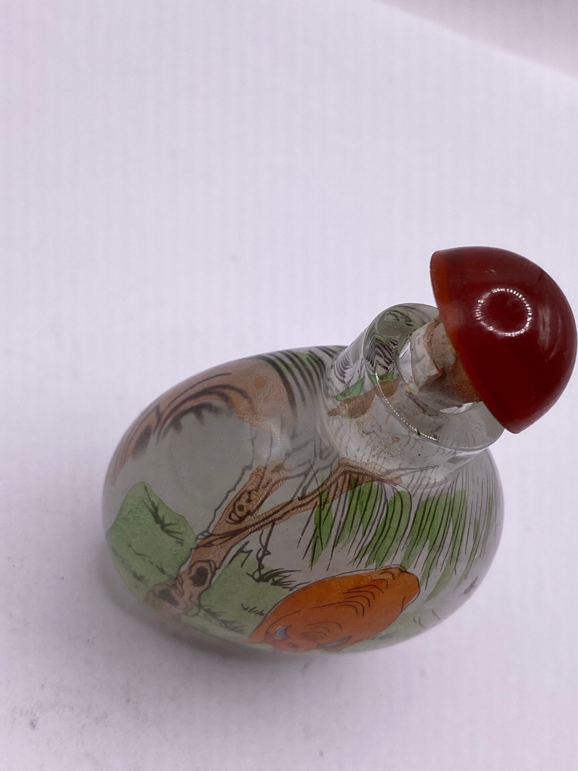 Vintage Hand Painted Glass Bottle Snuff Perfume Flask