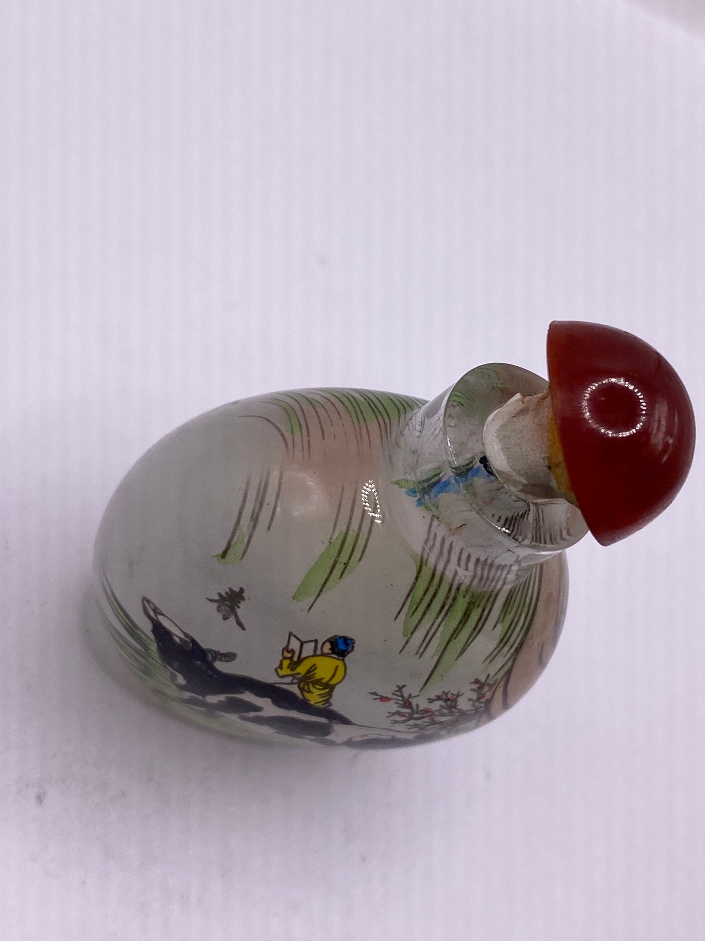 Vintage Hand Painted Glass Bottle Snuff Perfume Flask