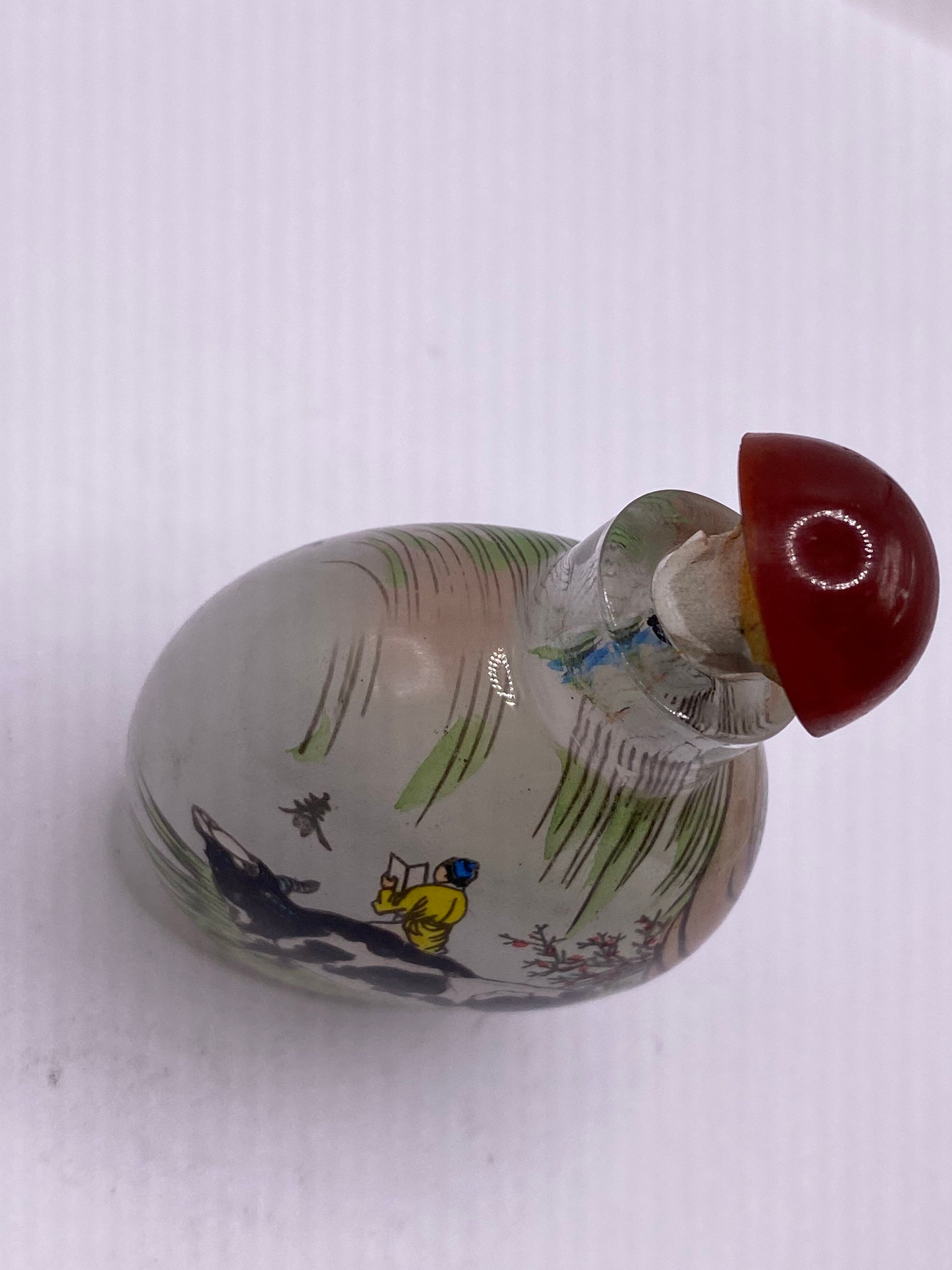 Vintage Hand Painted Glass Bottle Snuff Perfume Flask