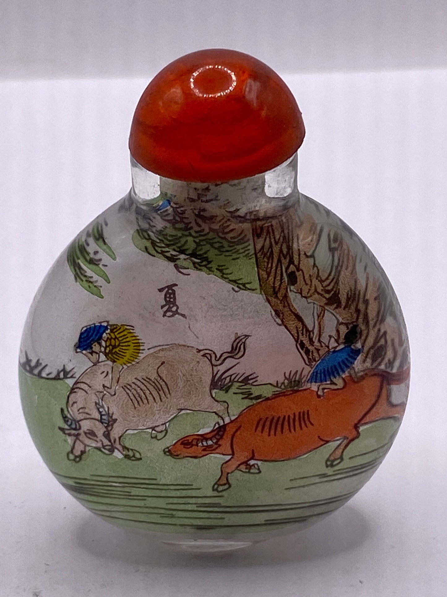 Vintage Hand Painted Glass Bottle Snuff Perfume Flask