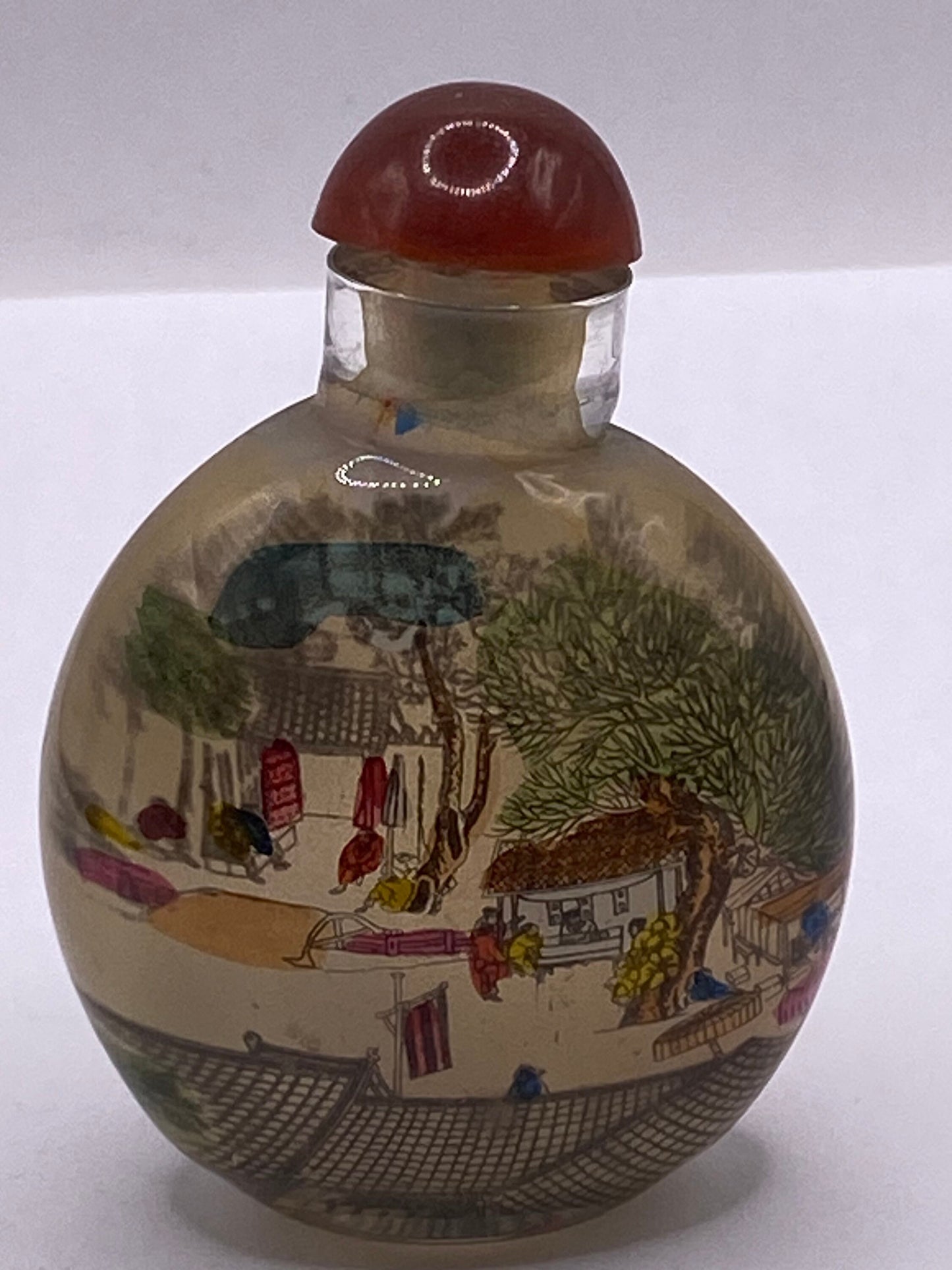 Vintage Hand Painted Glass Bottle Snuff Perfume Flask