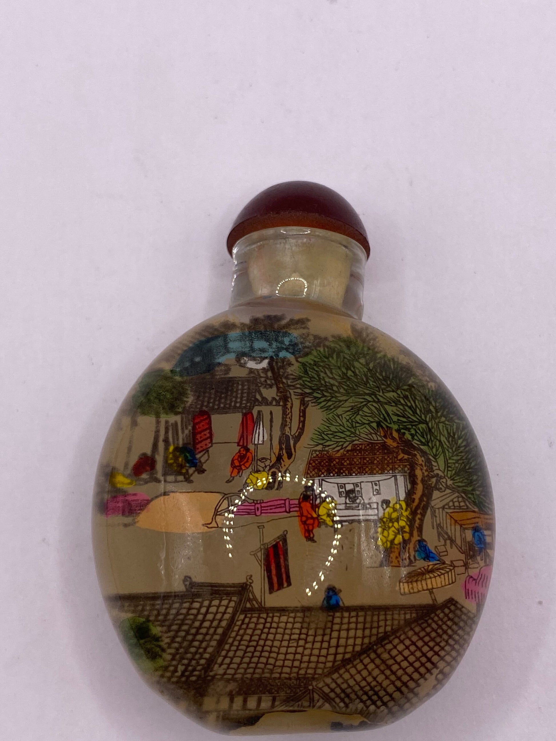 Vintage Hand Painted Glass Bottle Snuff Perfume Flask