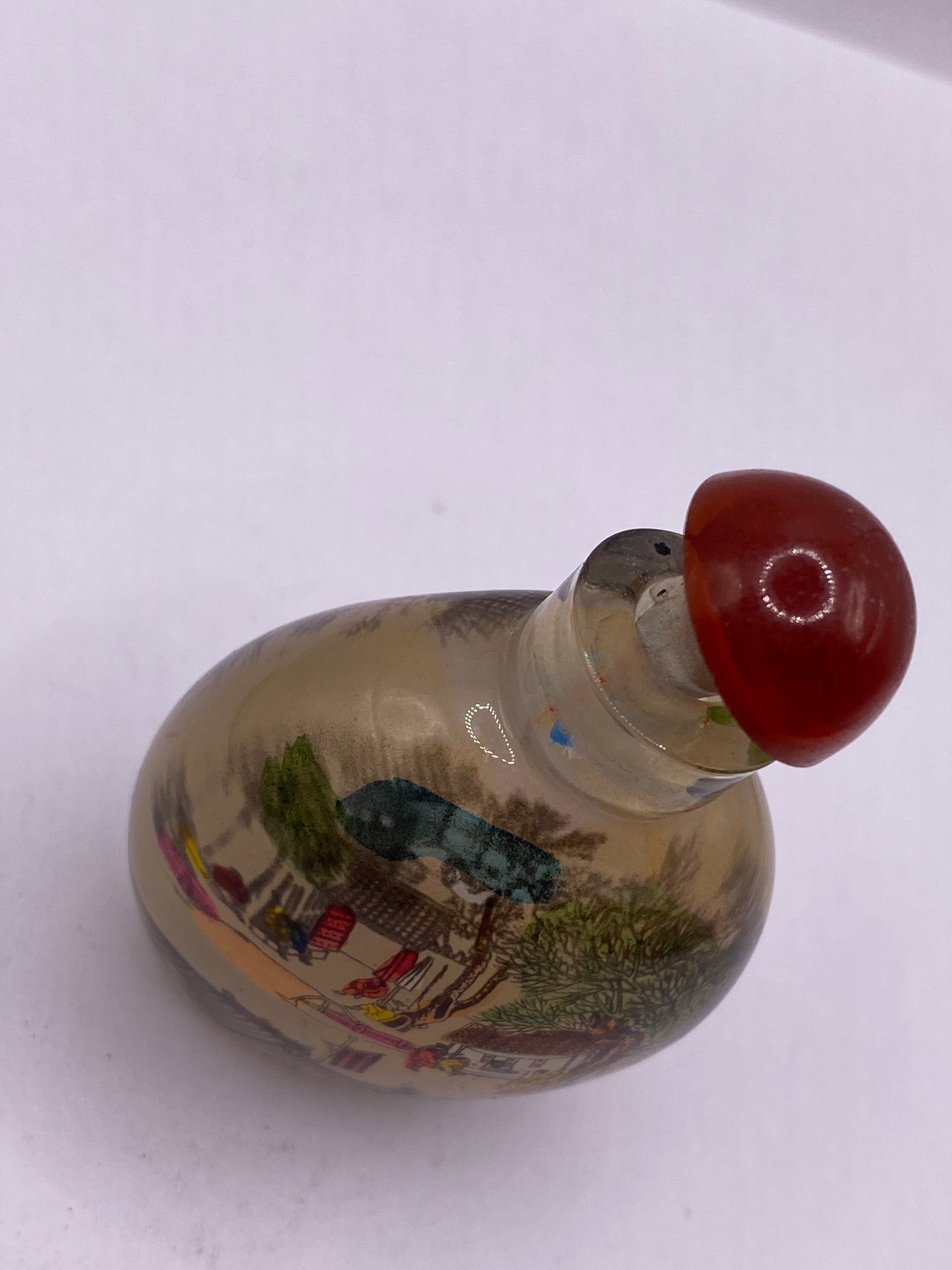 Vintage Hand Painted Glass Bottle Snuff Perfume Flask