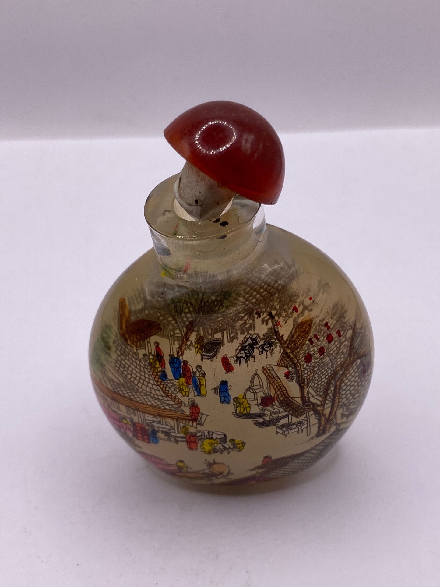 Vintage Hand Painted Glass Bottle Snuff Perfume Flask