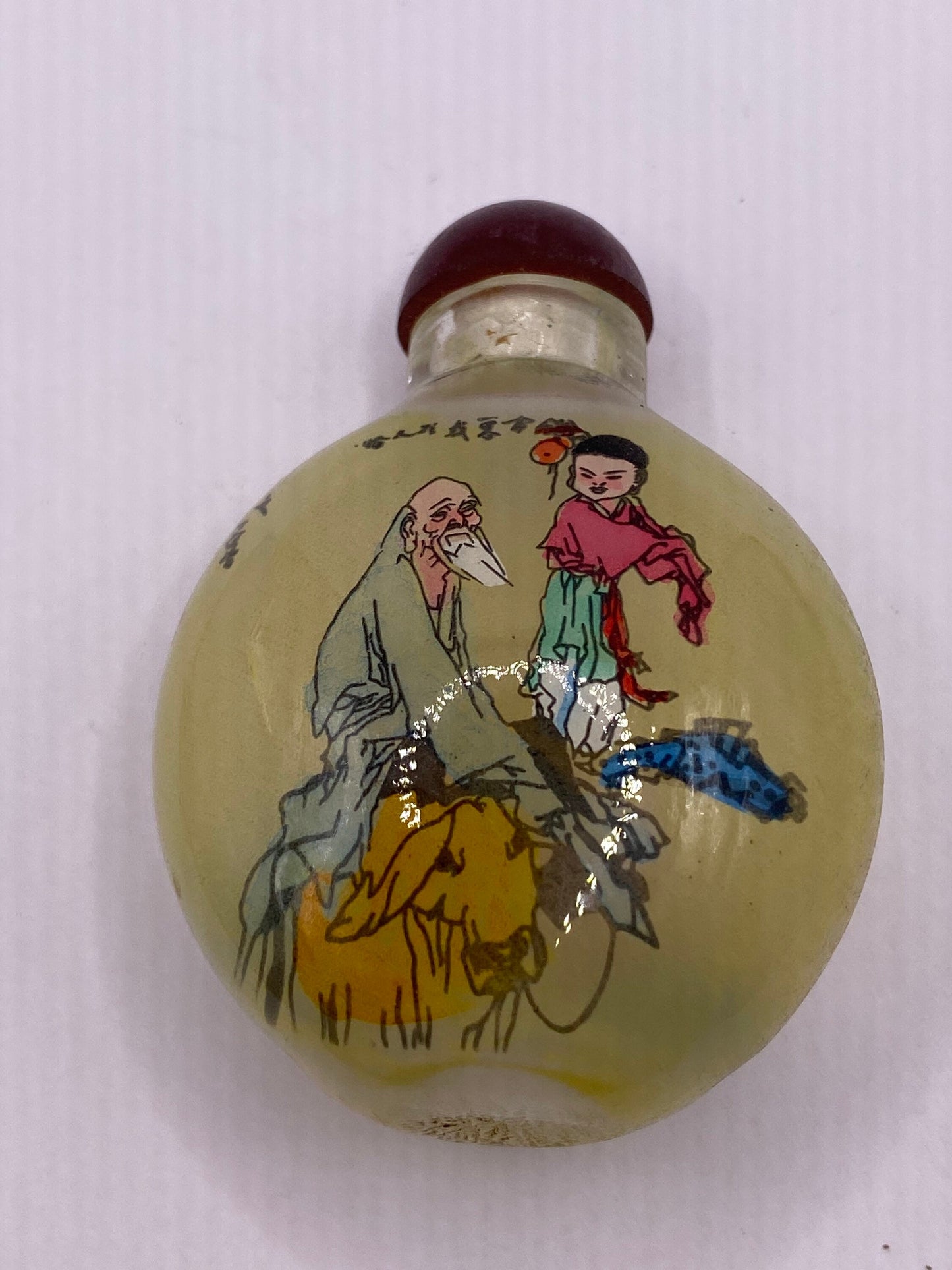 Vintage Hand Painted Glass Bottle Snuff Perfume Flask