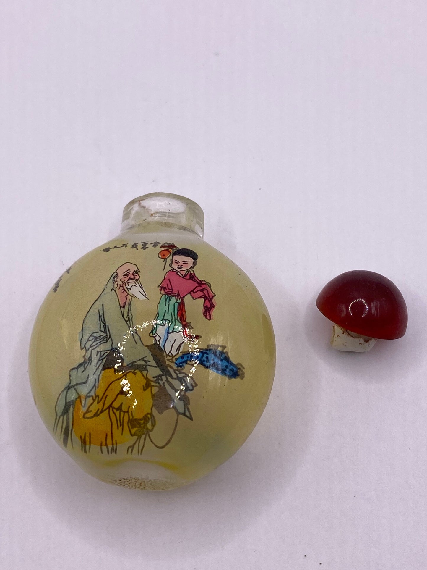 Vintage Hand Painted Glass Bottle Snuff Perfume Flask