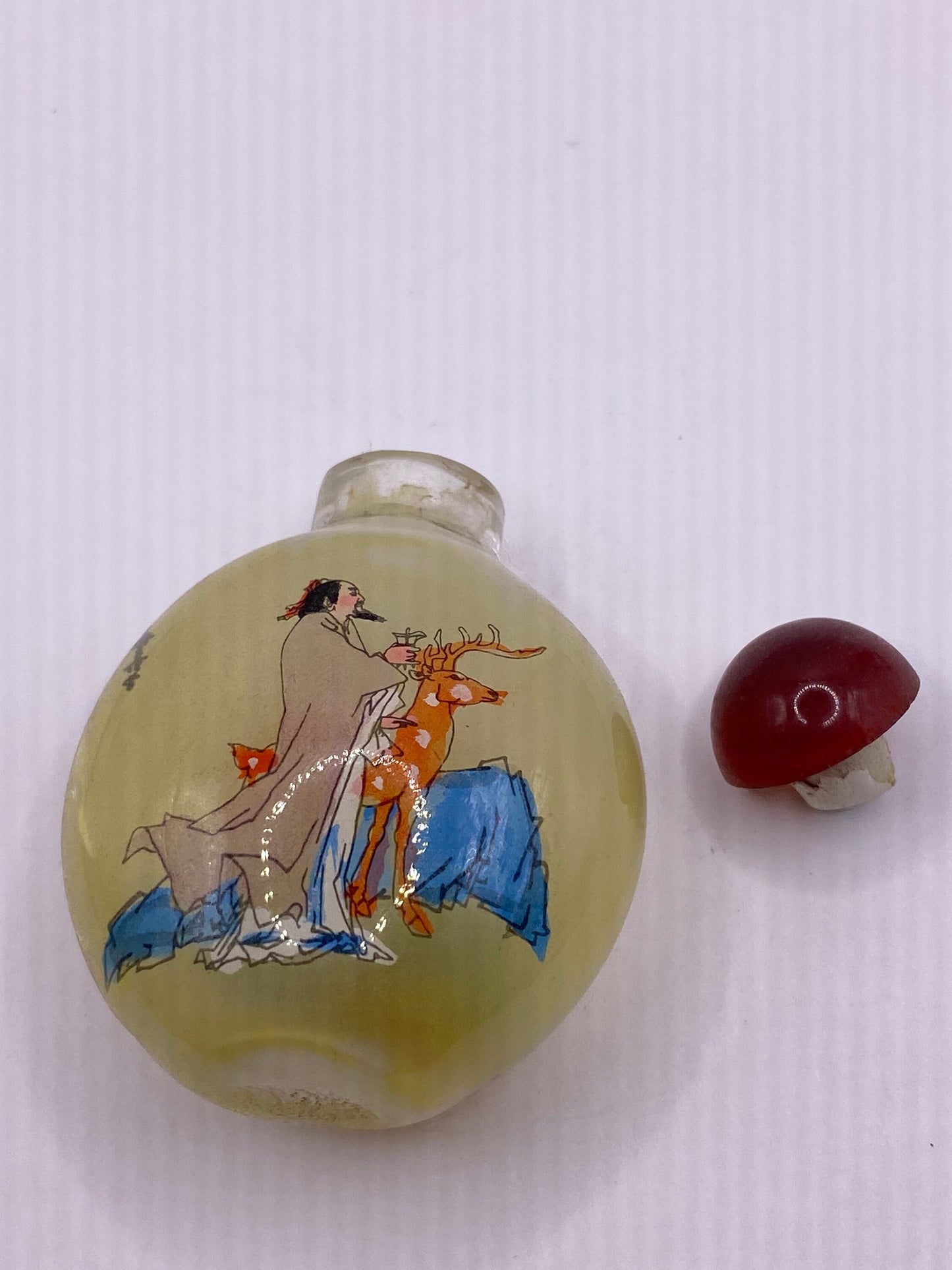 Vintage Hand Painted Glass Bottle Snuff Perfume Flask