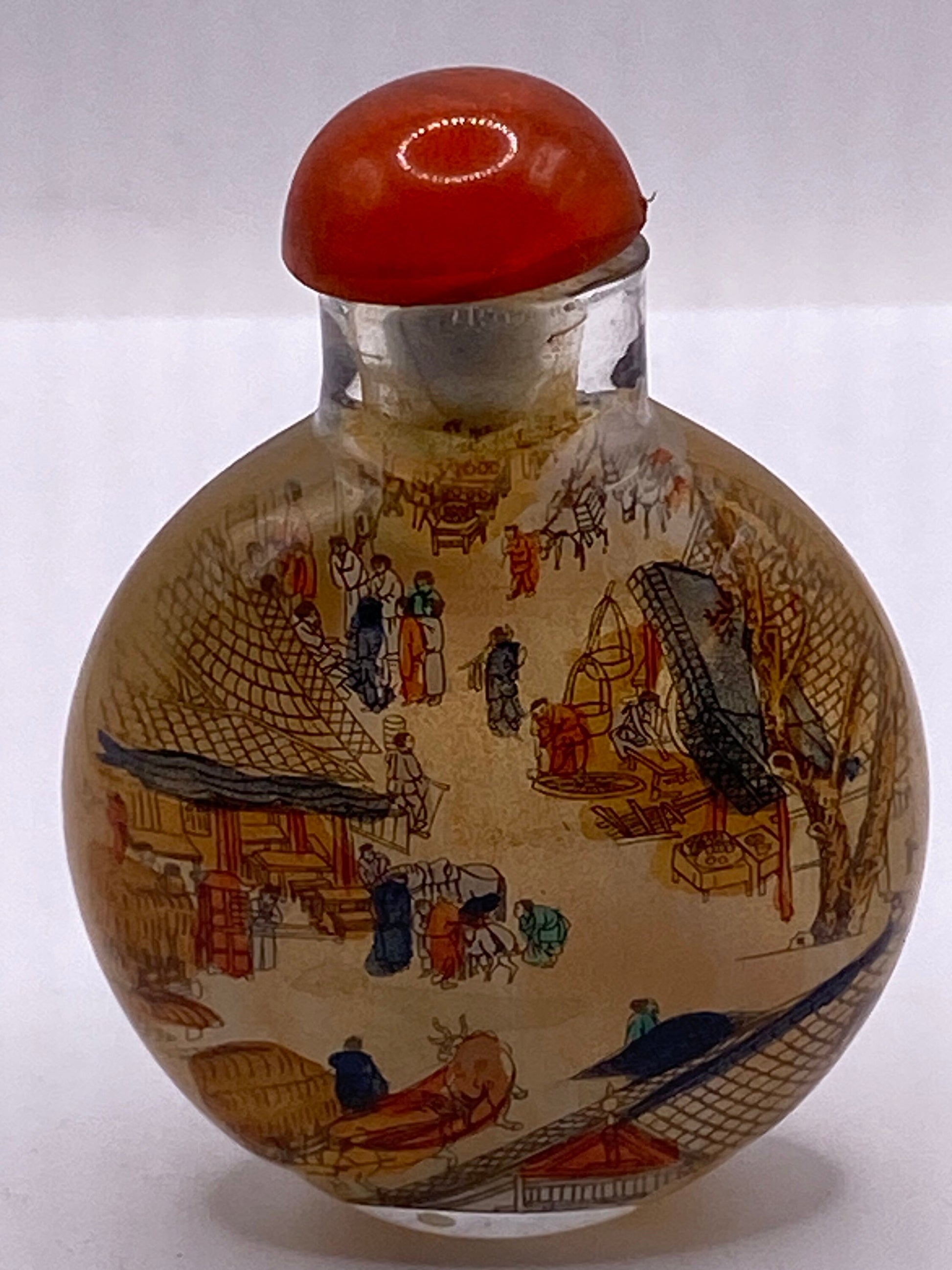 Vintage Hand Painted Glass Bottle Snuff Perfume Flask