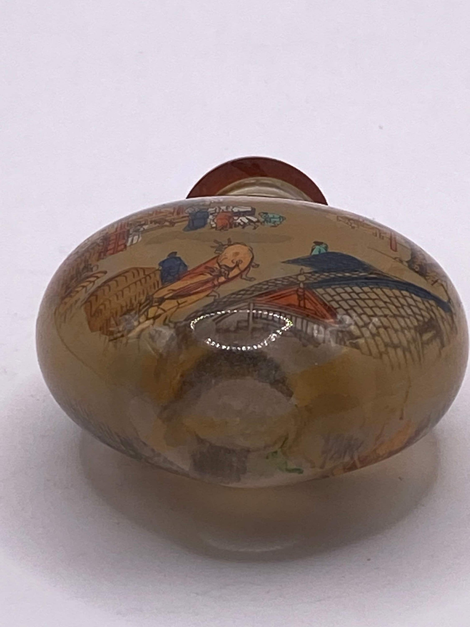 Vintage Hand Painted Glass Bottle Snuff Perfume Flask