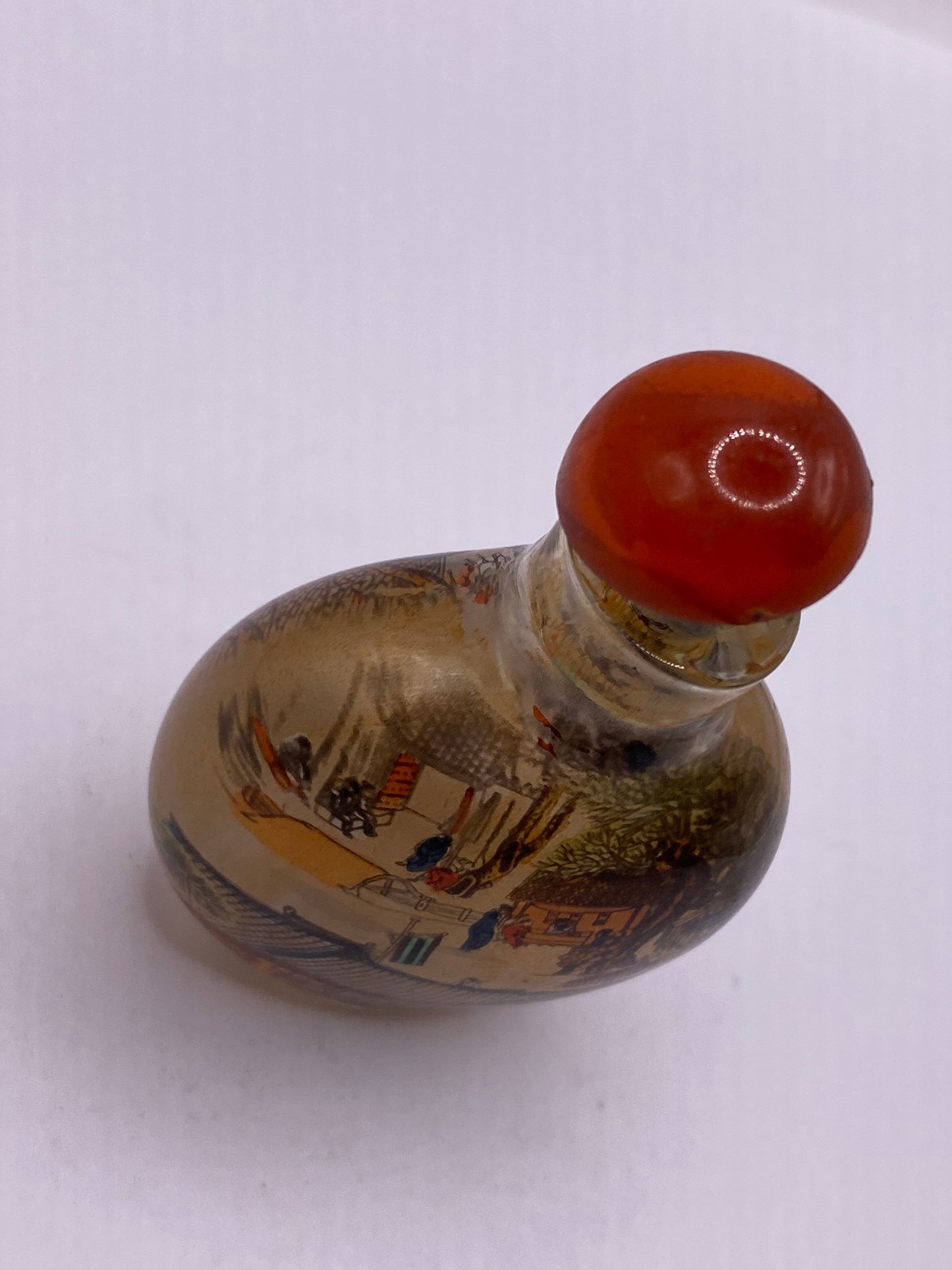 Vintage Hand Painted Glass Bottle Snuff Perfume Flask