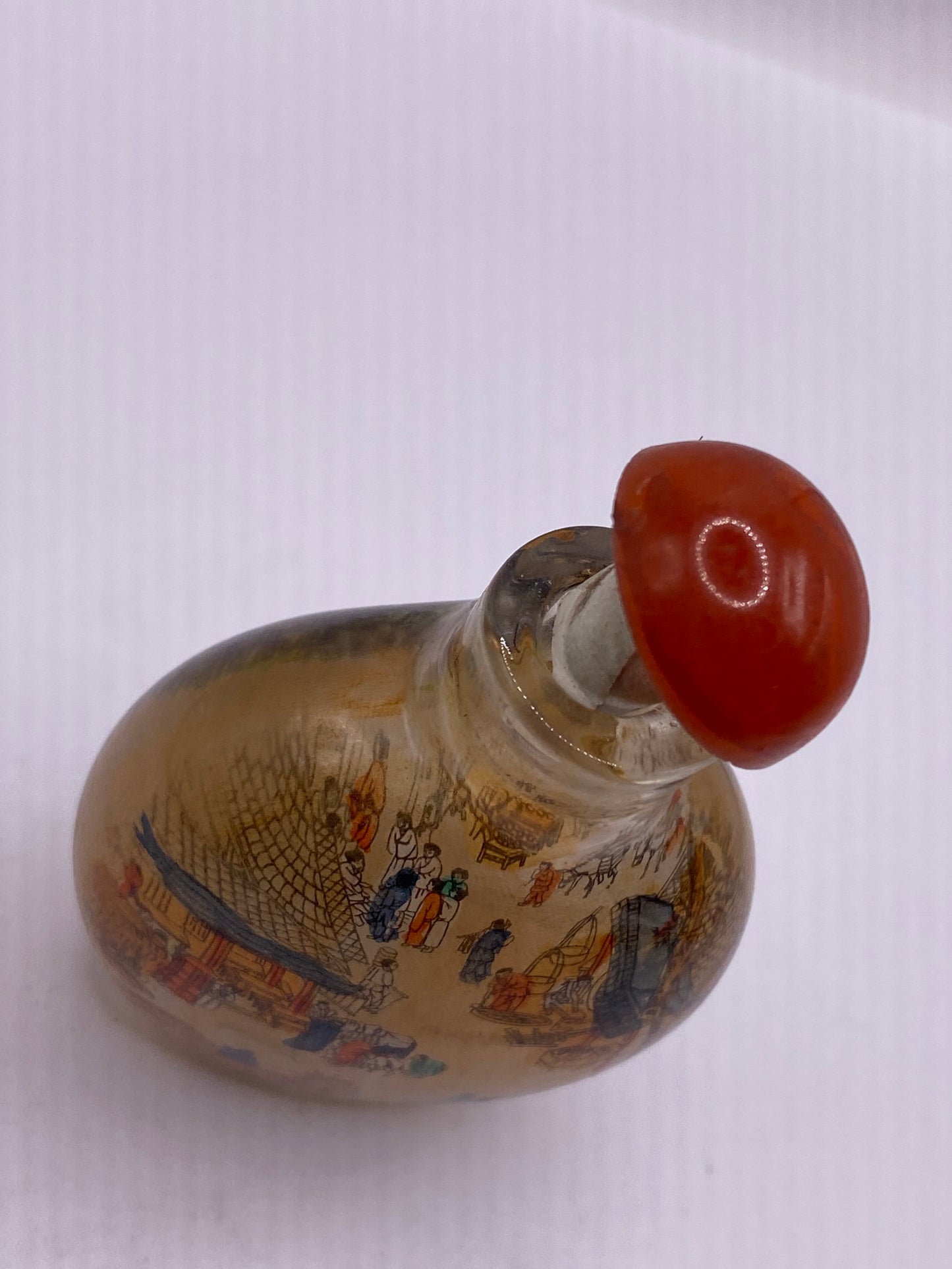 Vintage Hand Painted Glass Bottle Snuff Perfume Flask