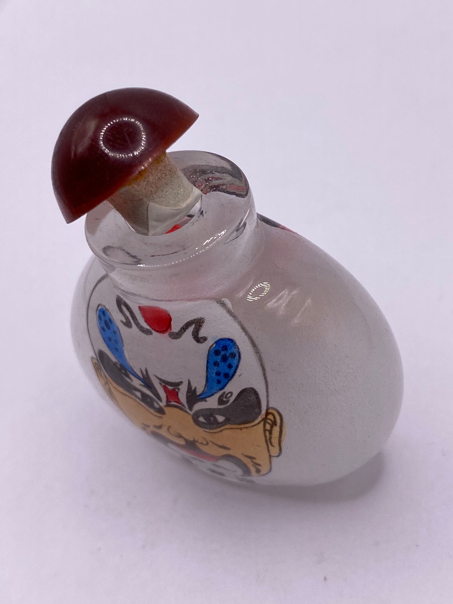 Vintage Hand Painted Glass Bottle Snuff Perfume Flask