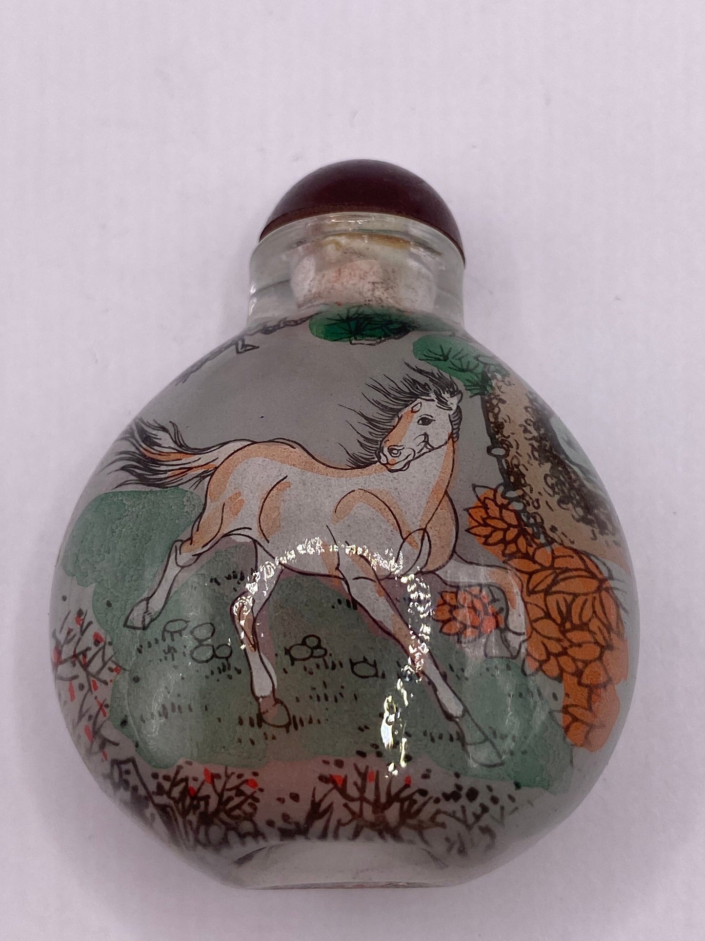 Vintage Hand Painted Glass Bottle Snuff Perfume Flask