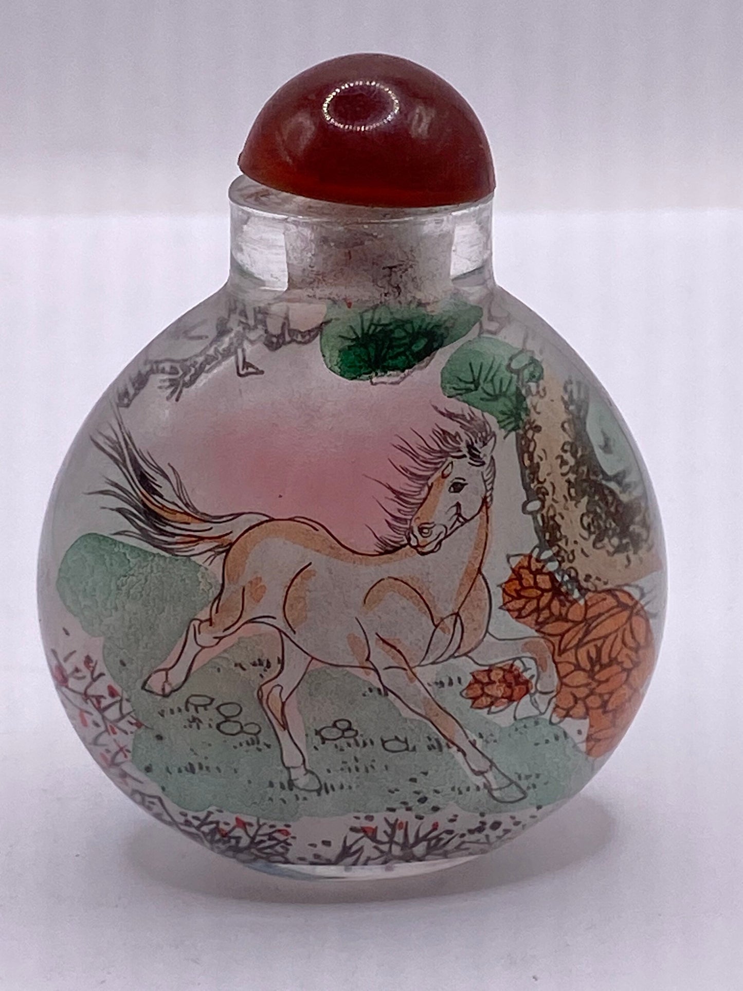 Vintage Hand Painted Glass Bottle Snuff Perfume Flask