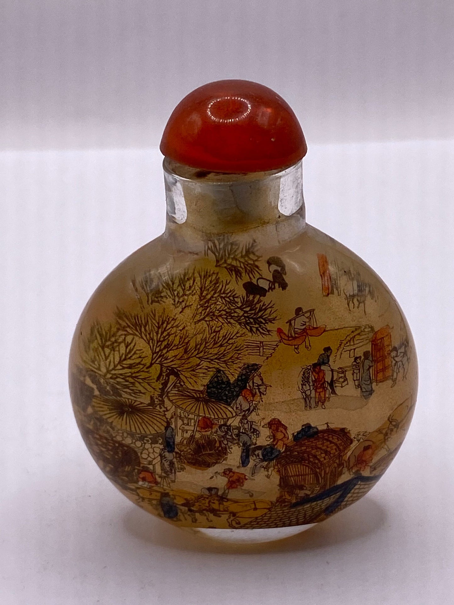 Vintage Hand Painted Glass Bottle Snuff Perfume Flask