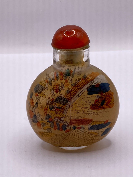 Vintage Hand Painted Glass Bottle Snuff Perfume Flask