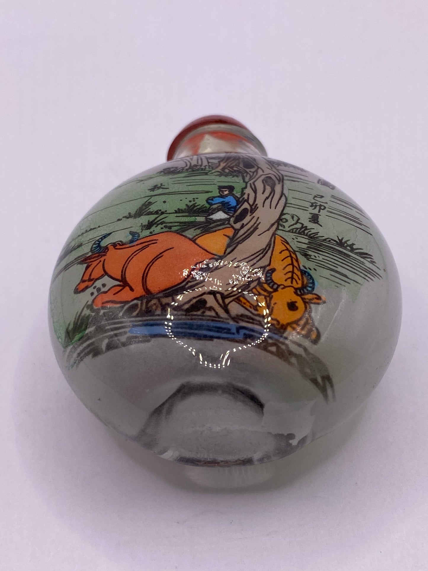 Vintage Hand Painted Glass Bottle Snuff Perfume Flask