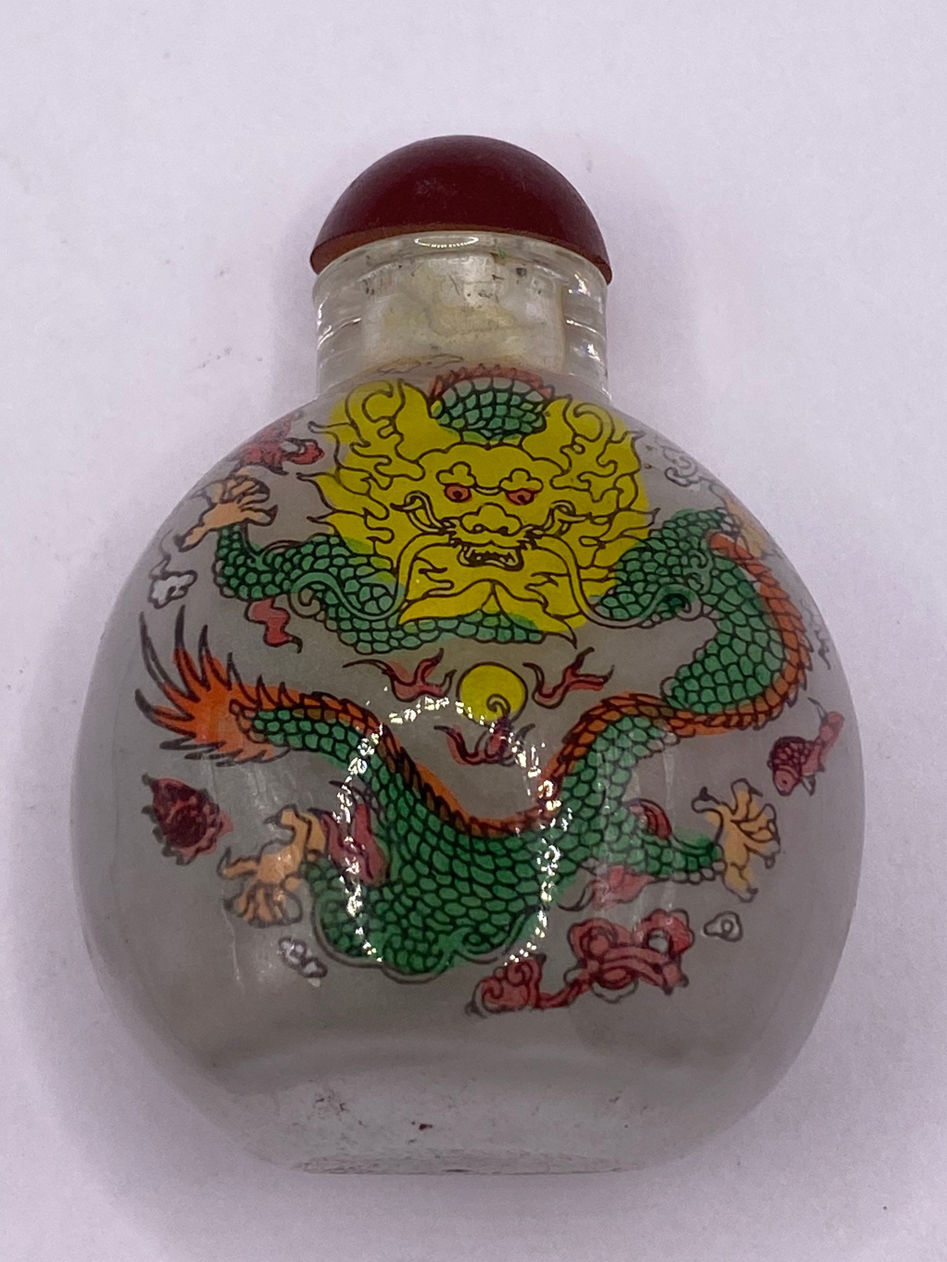 Vintage Hand Painted Glass Bottle Snuff Perfume Flask