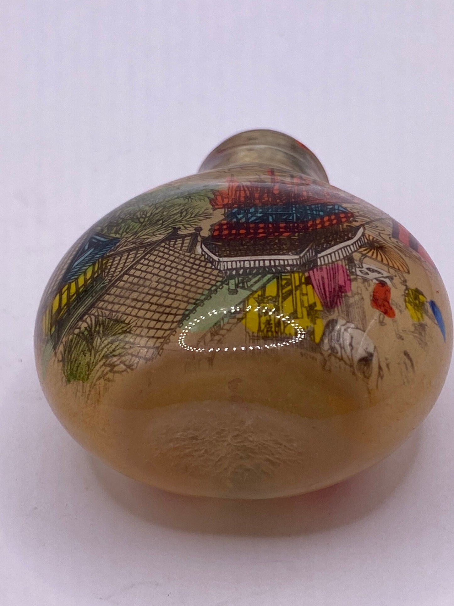 Vintage Hand Painted Glass Bottle Snuff Perfume Flask