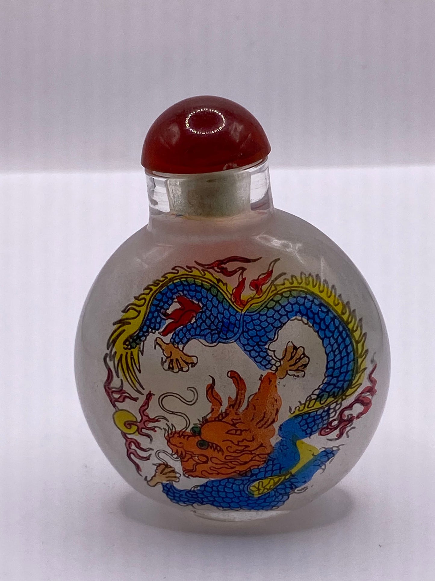 Vintage Hand Painted Glass Bottle Snuff Perfume Flask