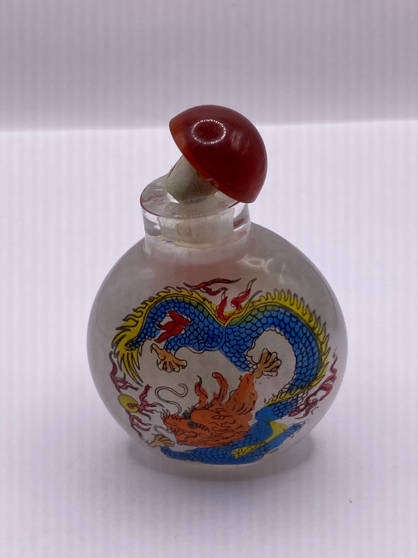 Vintage Hand Painted Glass Bottle Snuff Perfume Flask