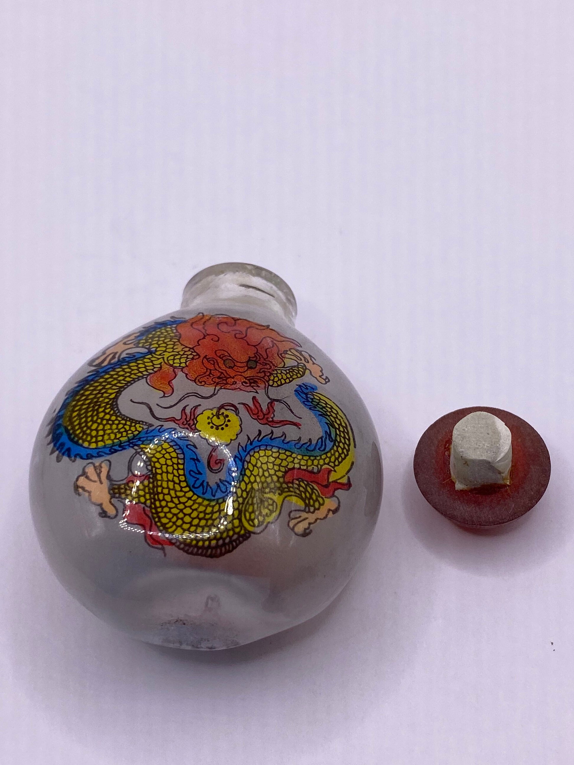 Vintage Hand Painted Glass Bottle Snuff Perfume Flask