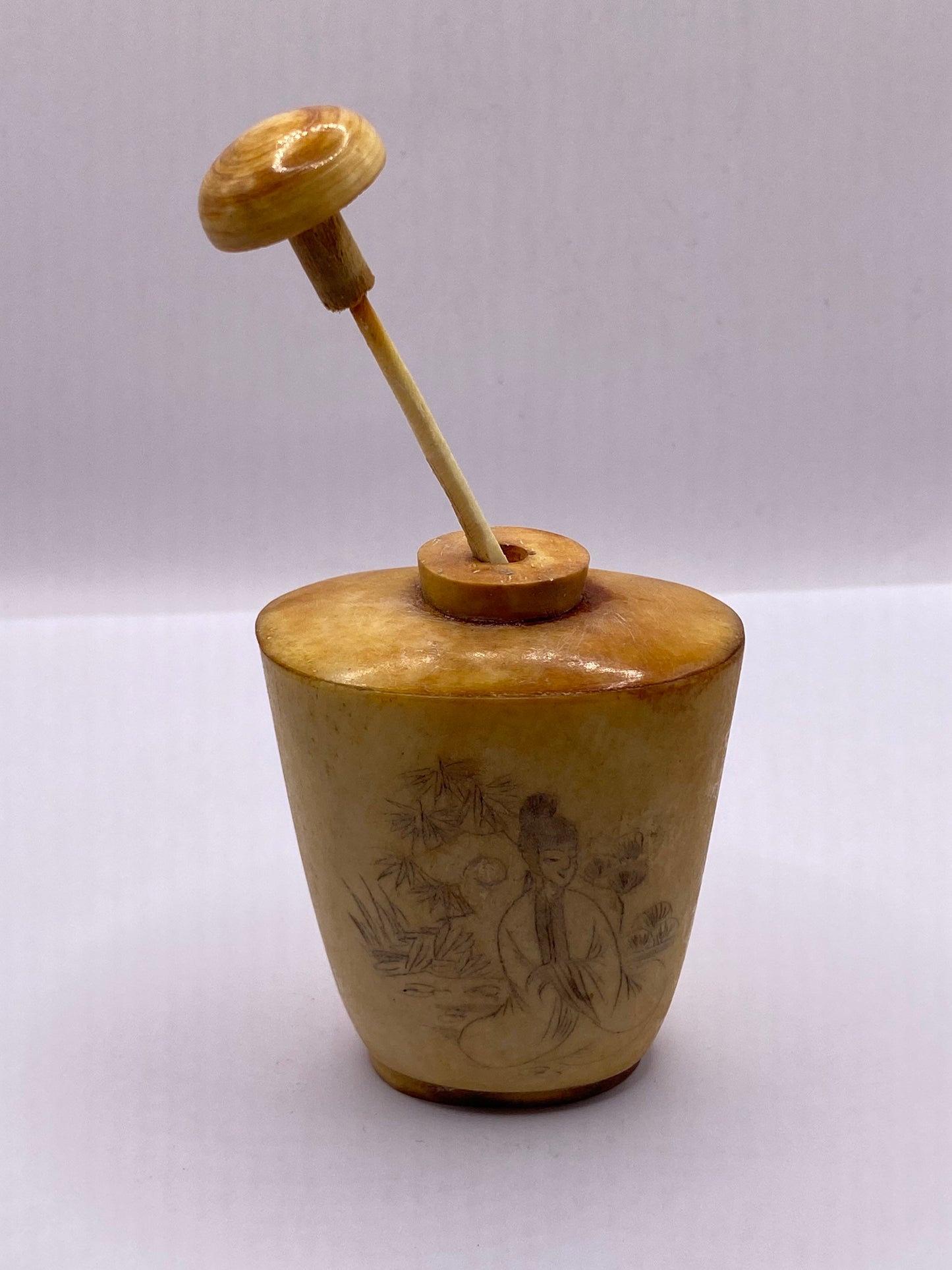 Vintage Hand carved Bone Bottle Snuff Perfume Flask