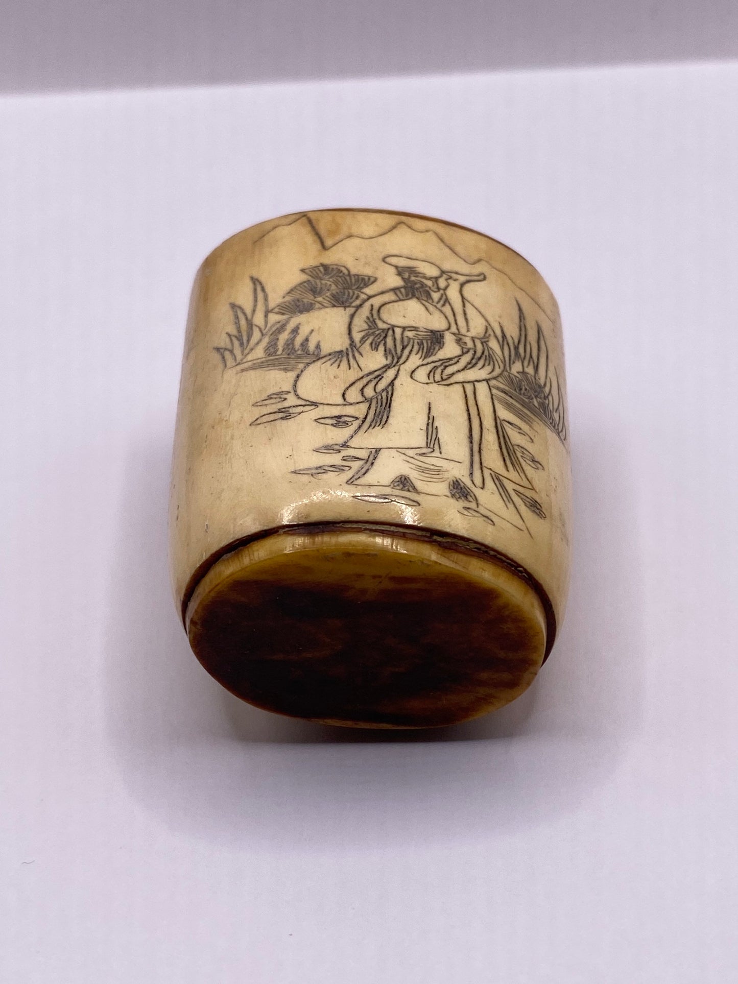 Vintage Hand carved Bone Bottle Snuff Perfume Flask