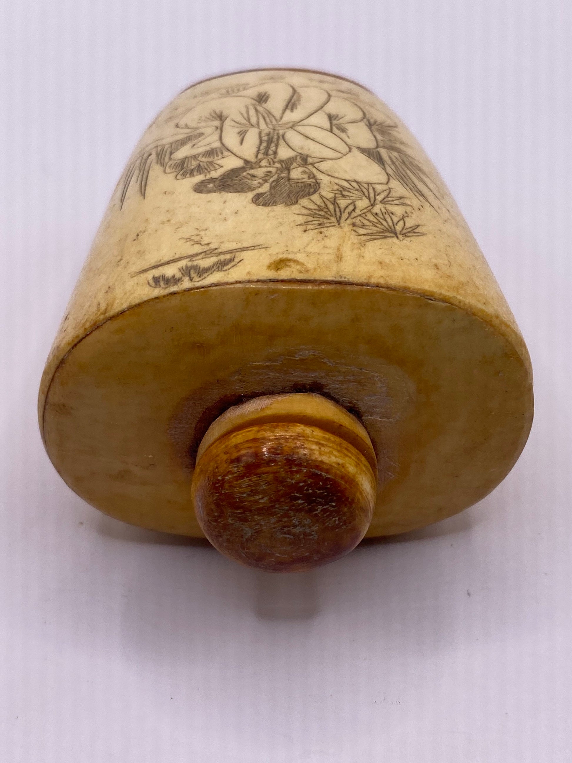 Vintage Hand carved Bone Bottle Snuff Perfume Flask