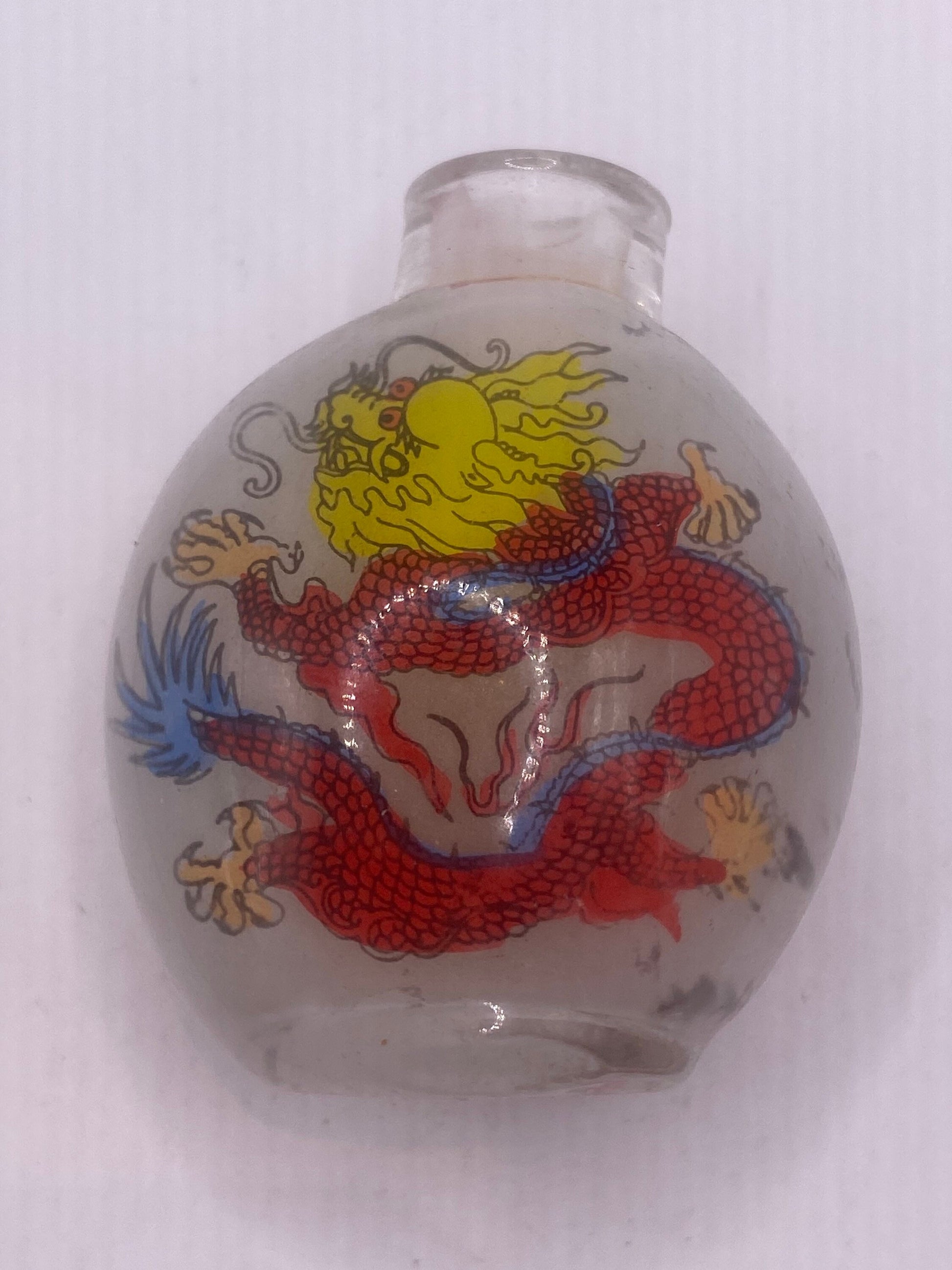 Vintage Hand Painted Glass Bottle Snuff Perfume Flask