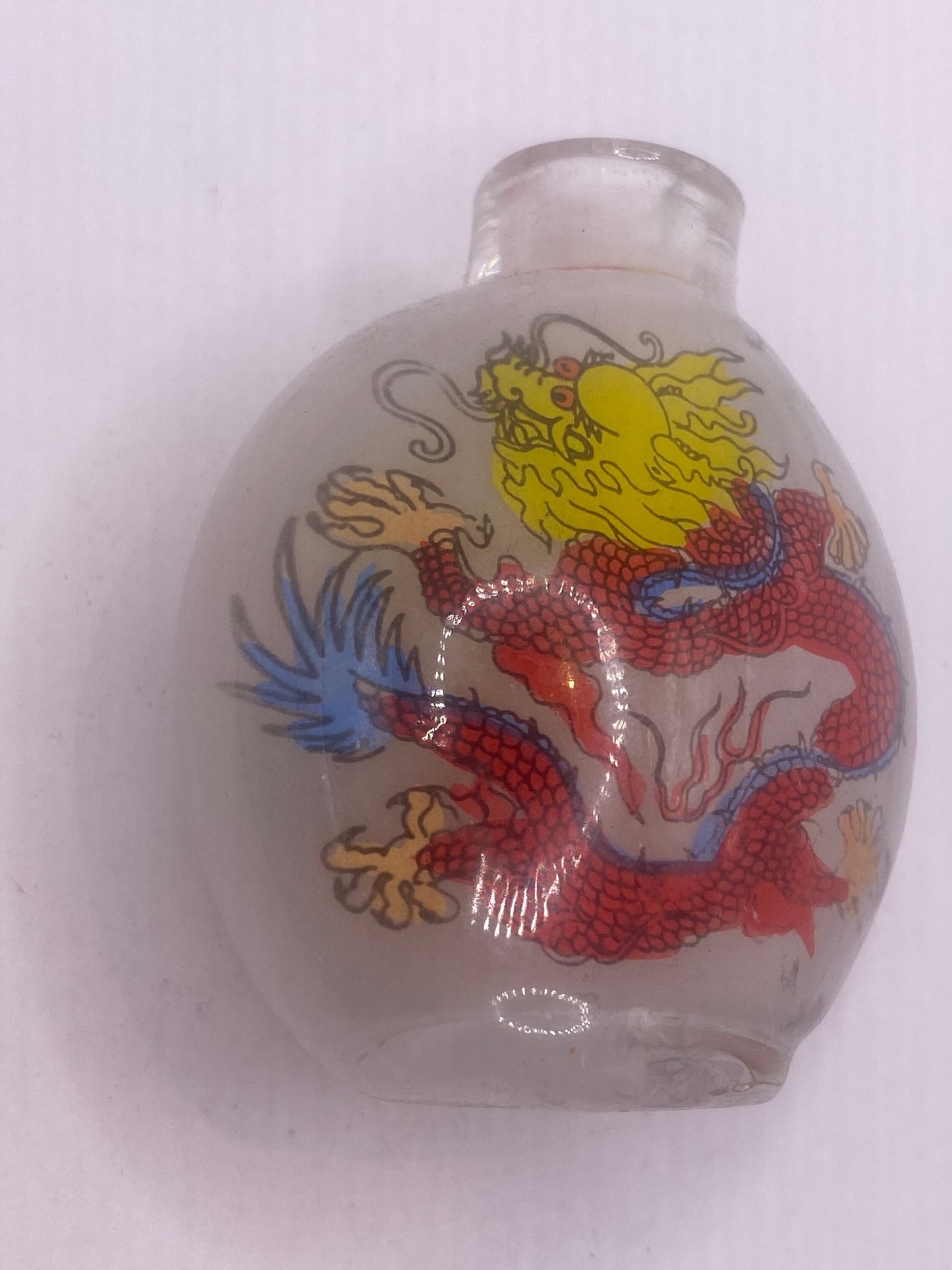 Vintage Hand Painted Glass Bottle Snuff Perfume Flask