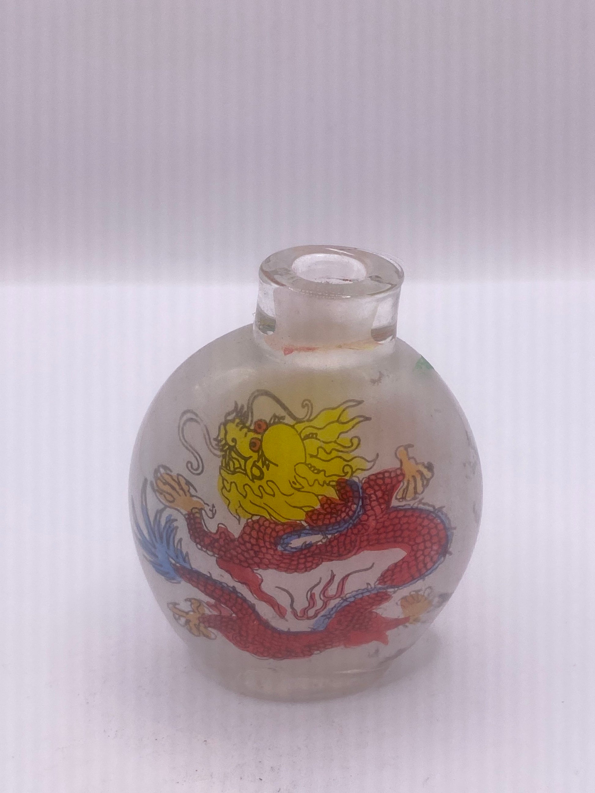 Vintage Hand Painted Glass Bottle Snuff Perfume Flask