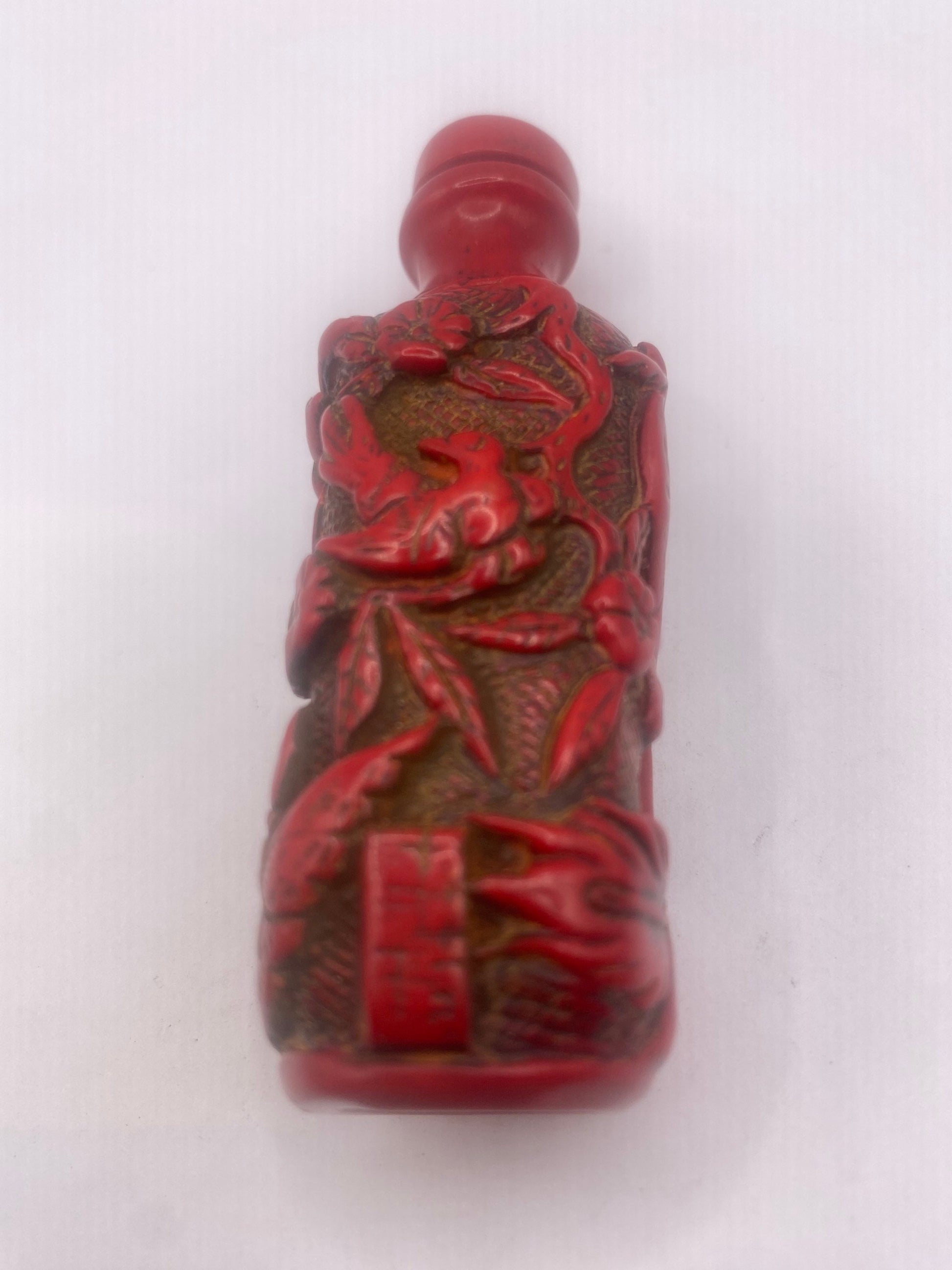 Vintage Dragon Bottle Snuff Perfume Flask Cinnabar Resin